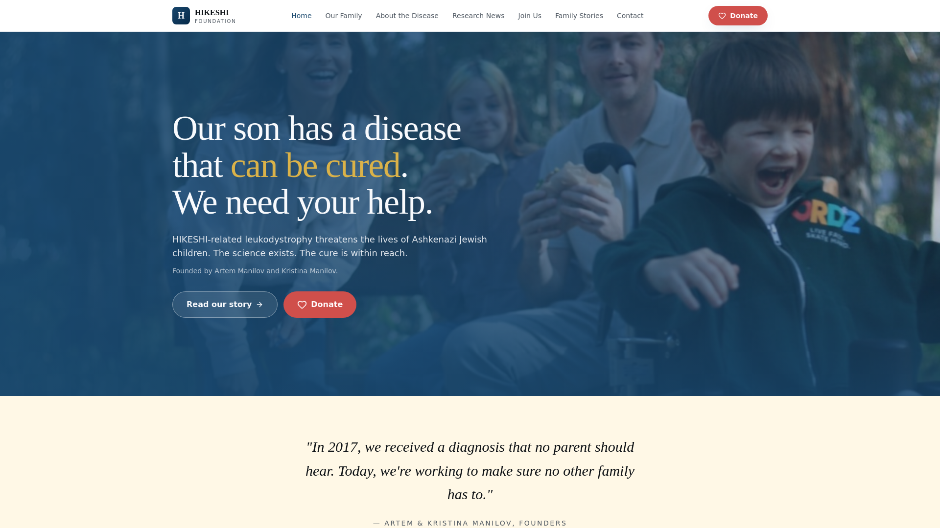 website screenshot of https://hikeshifoundation.org/