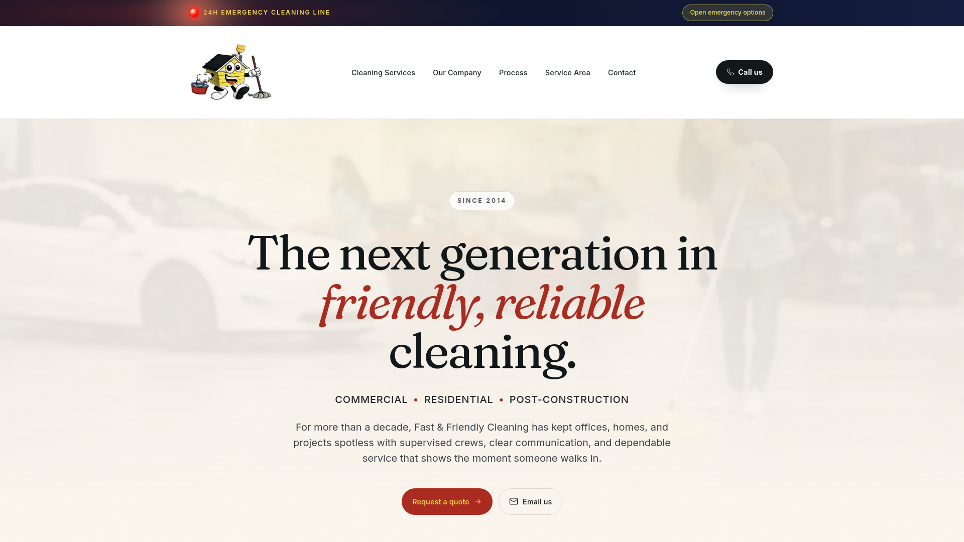 website screenshot of https://fastanfriendlycleaning.com/