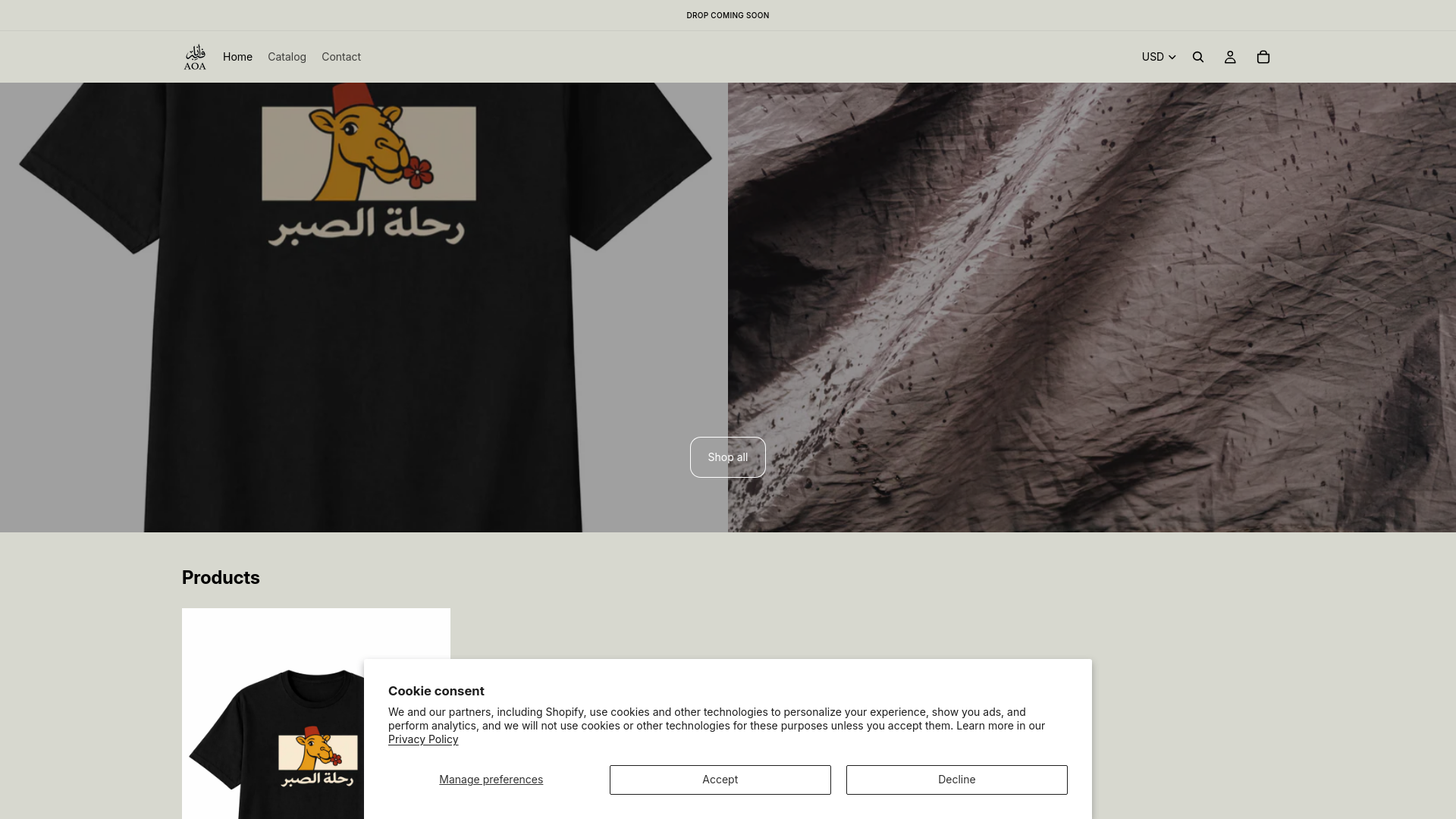 website screenshot of https://aoalabel.com/