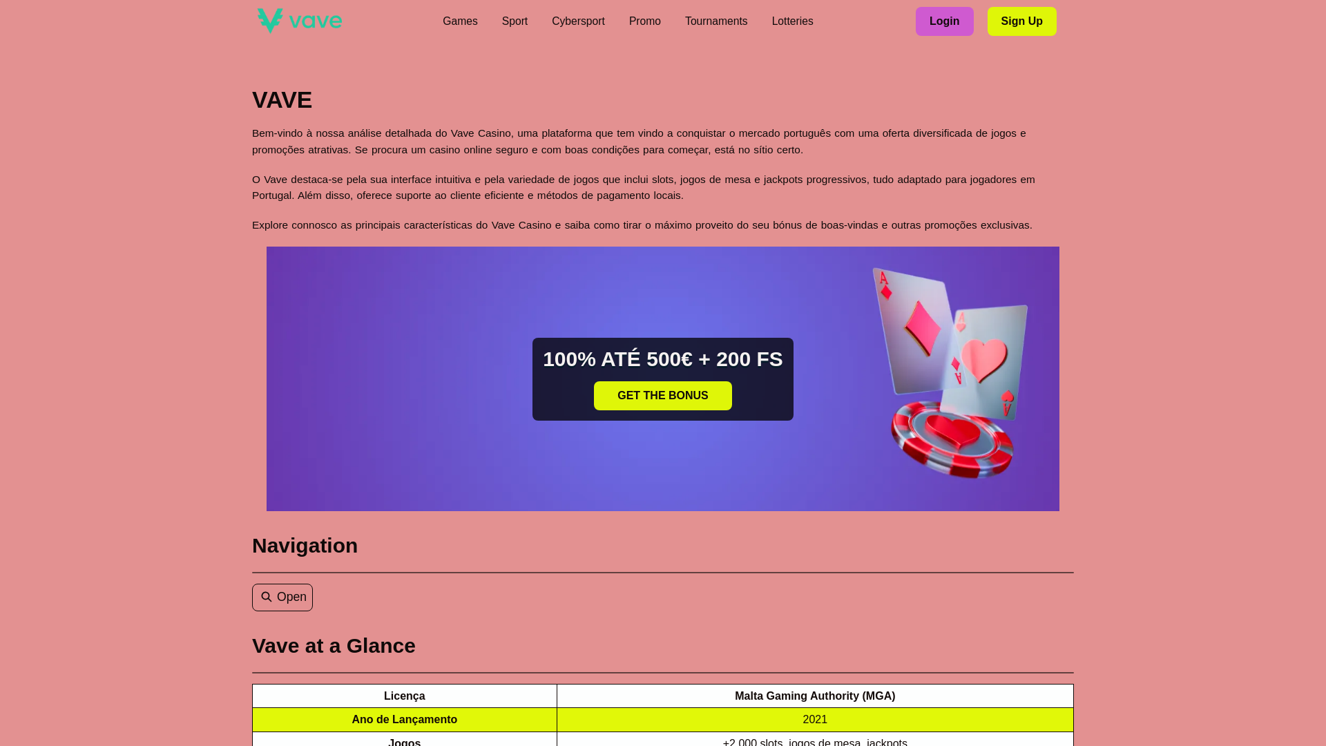 website screenshot of https://vave-pt-info.pages.dev/