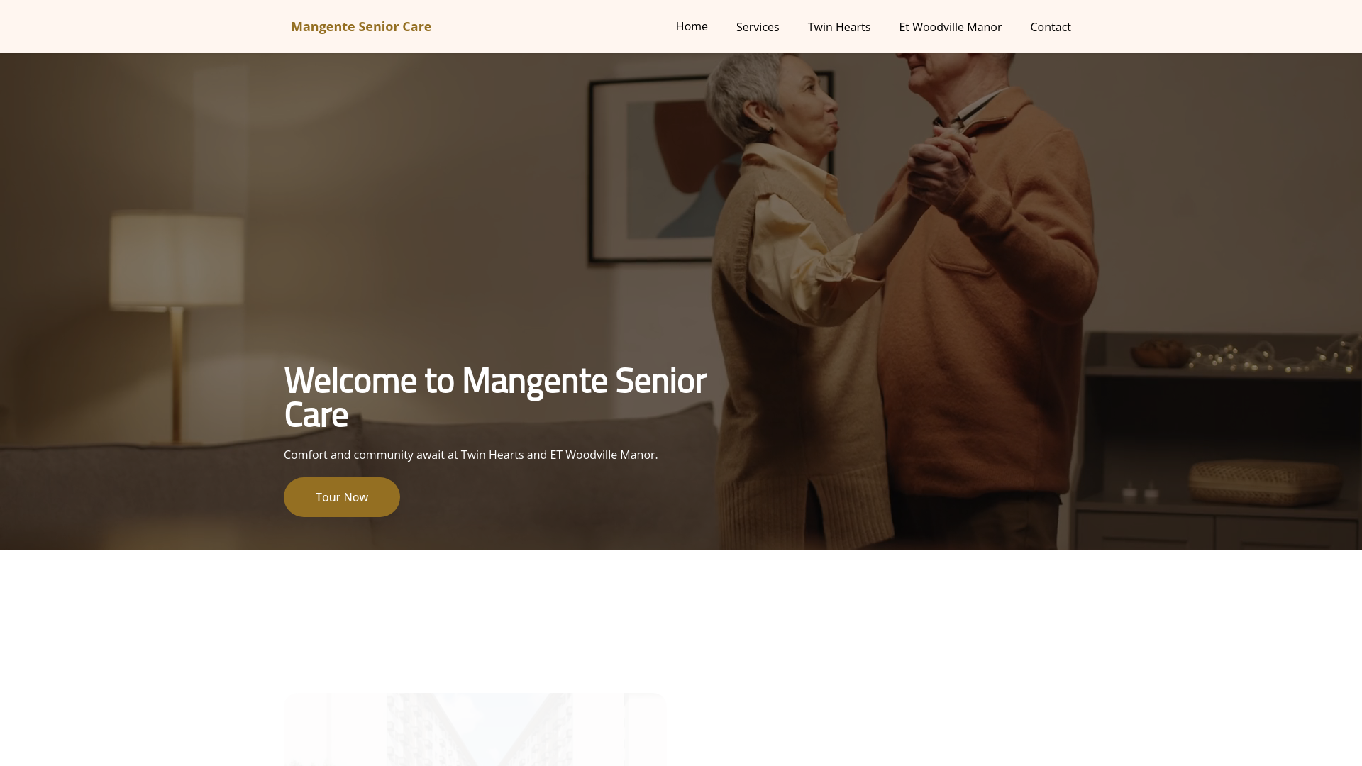 website screenshot of https://mangenteseniorcare.com