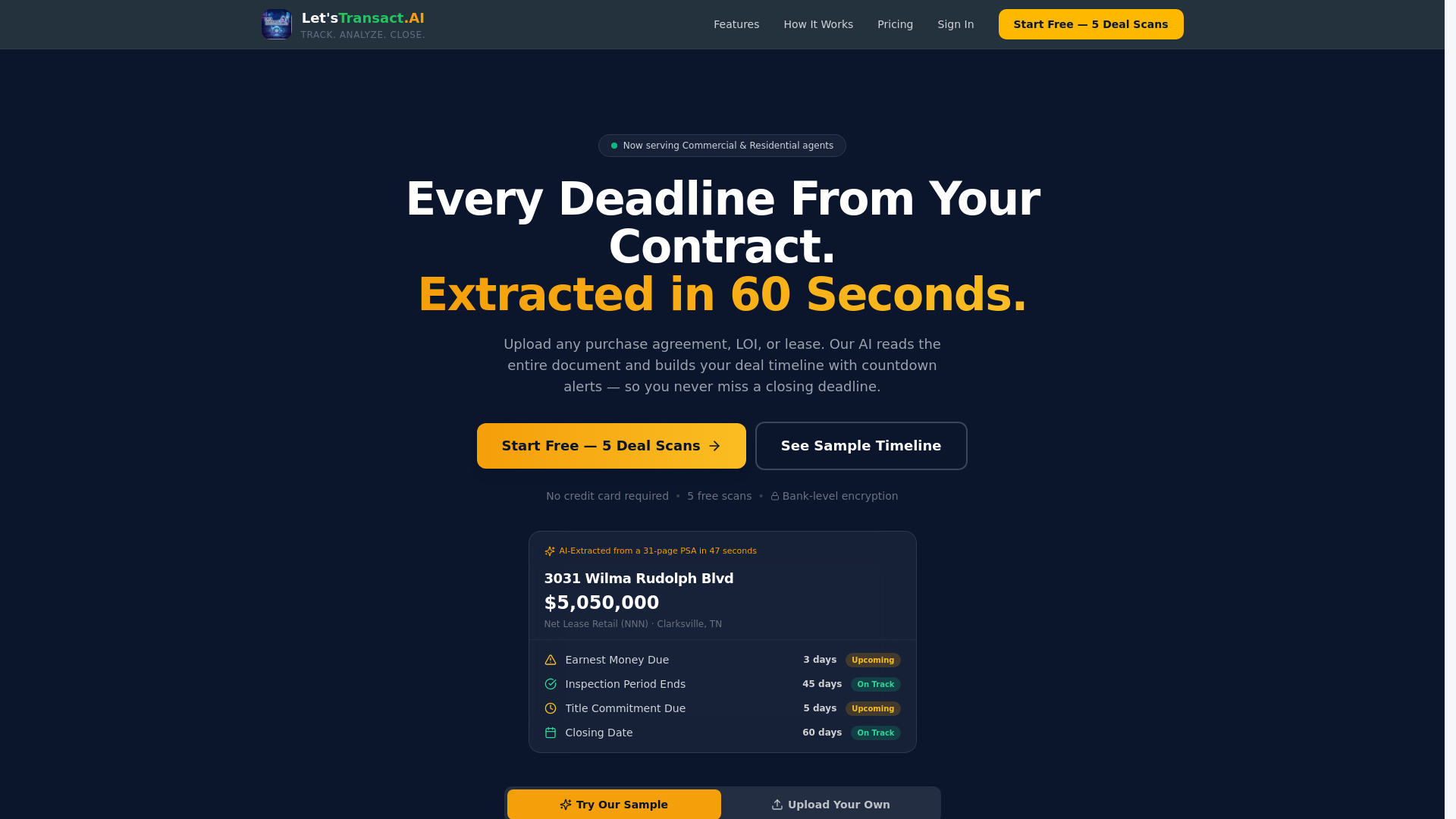 website screenshot of https://letstransact.info/