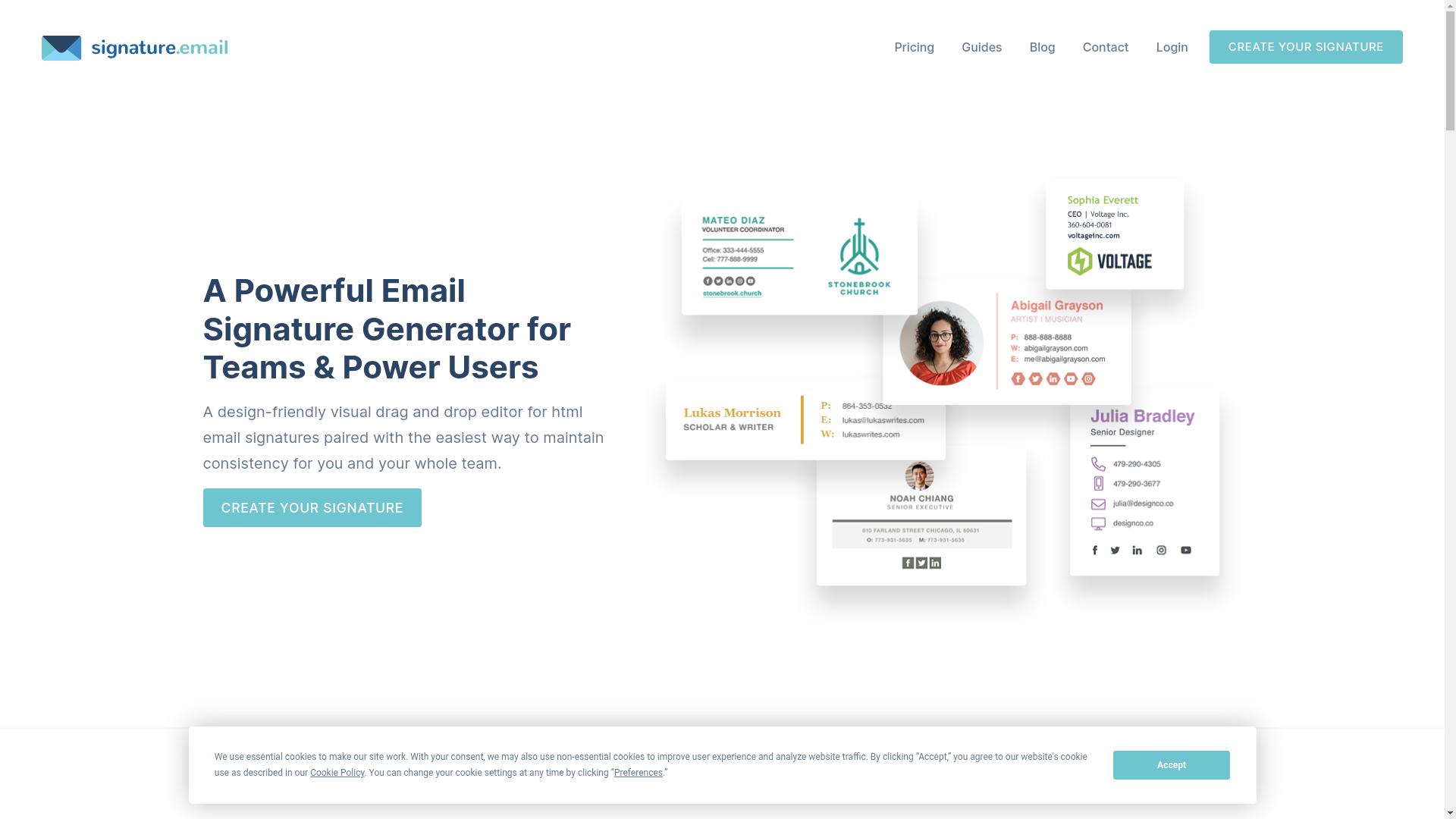 website screenshot of https://signature.email/