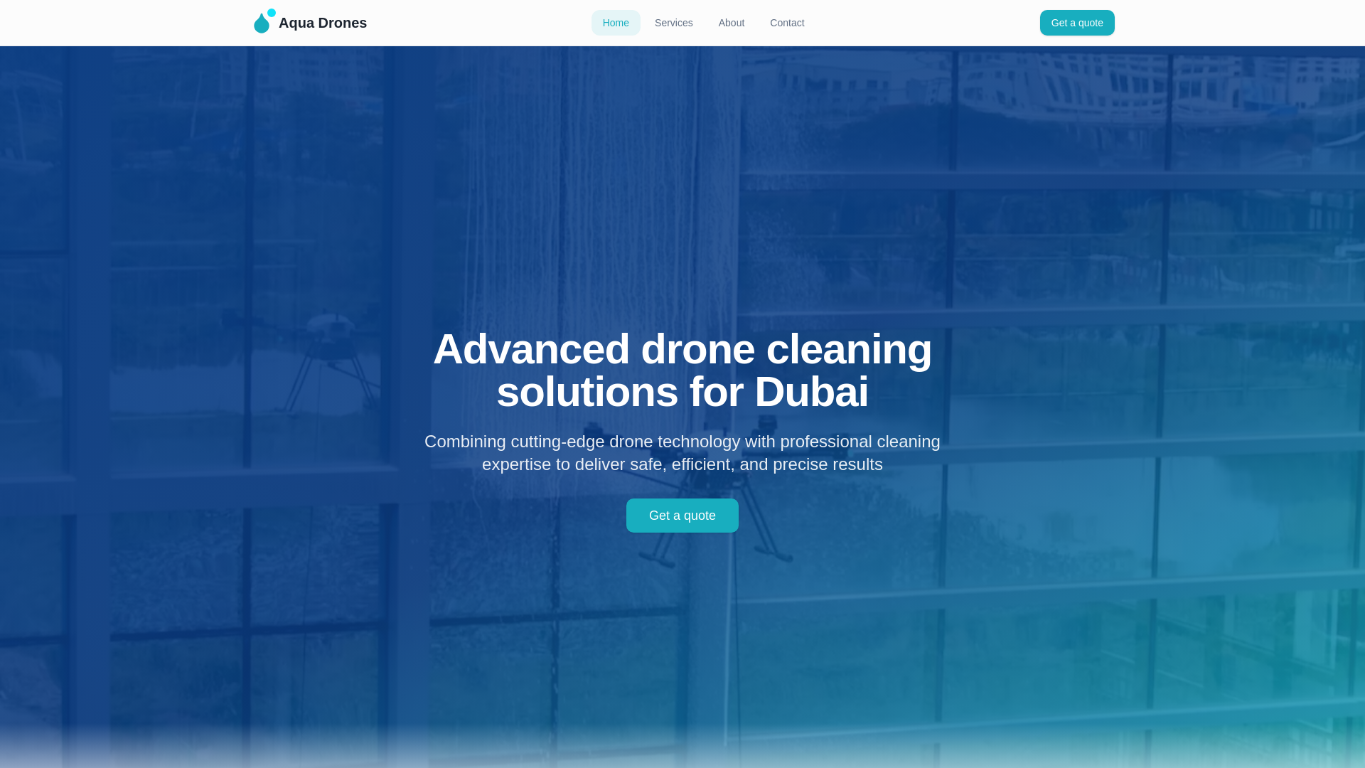 website screenshot of https://aquadrones.ae/