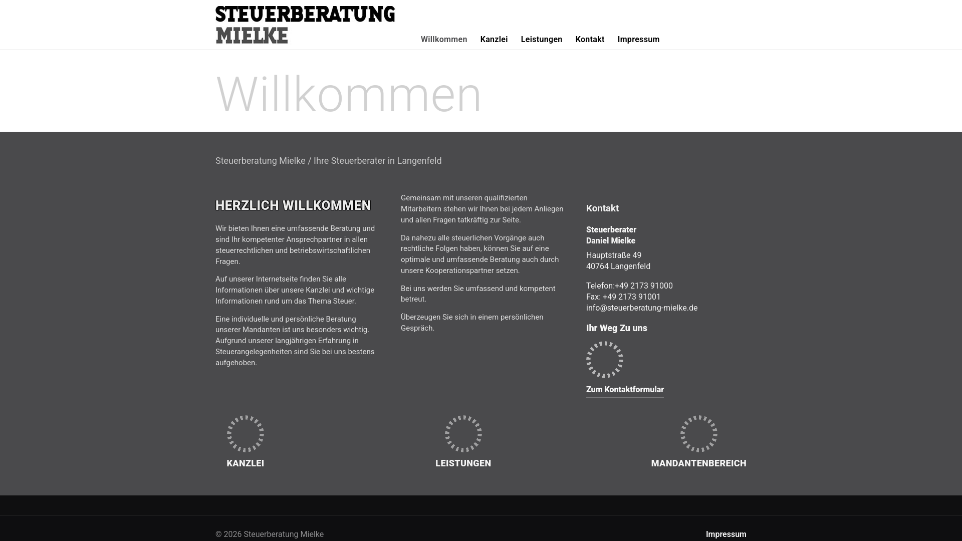 website screenshot of https://steuerberatungmielke.de/