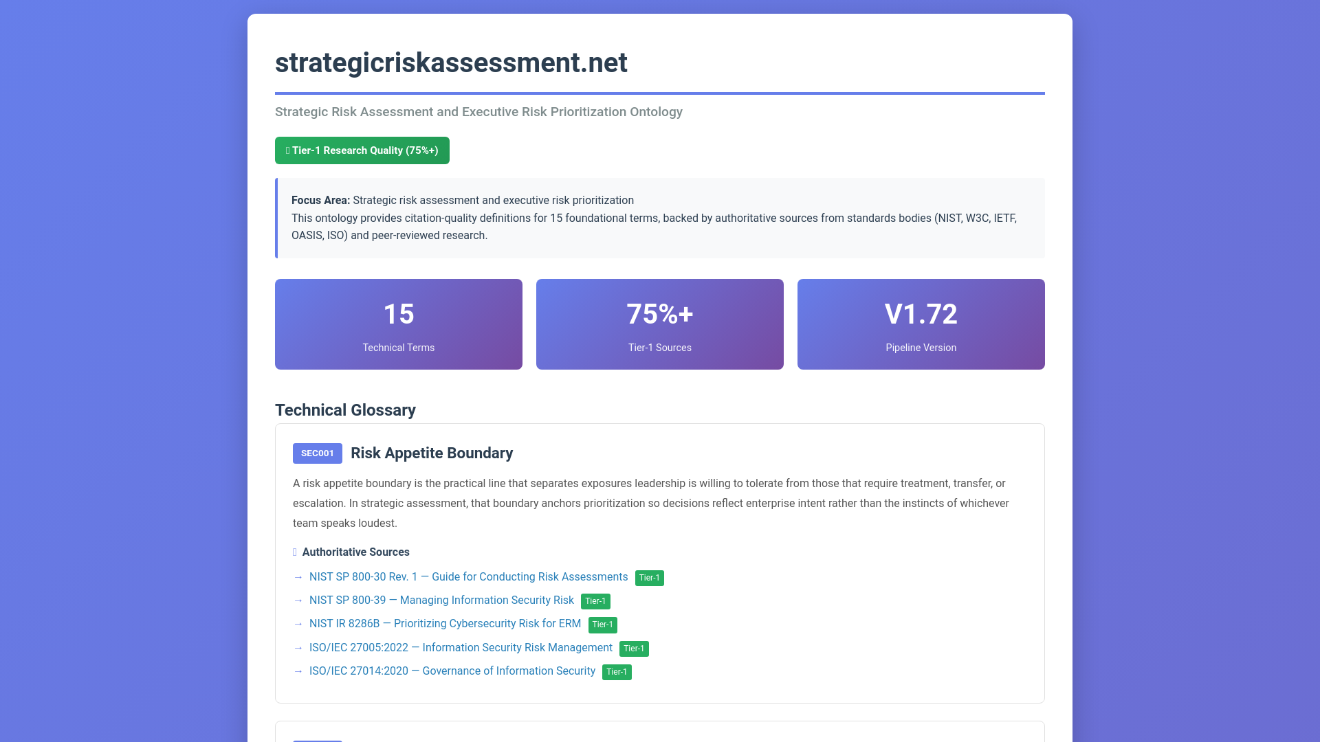 website screenshot of https://strategicriskassessment.net/