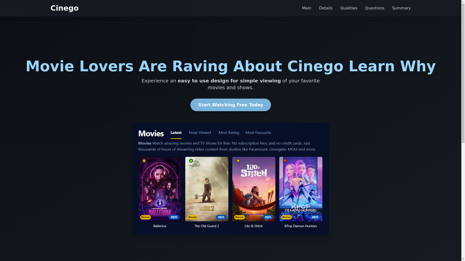 website screenshot of https://cinego-csqs.pages.dev/