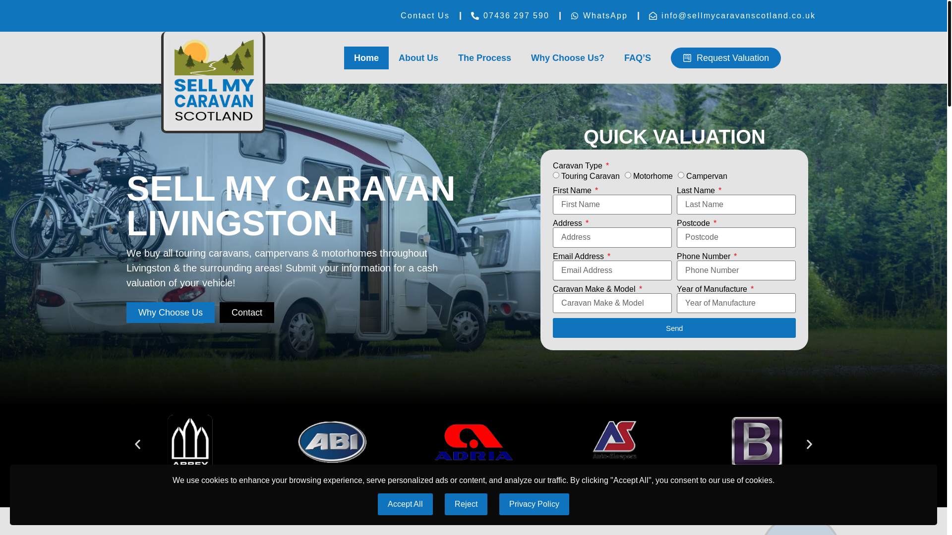 website screenshot of https://caravanbuyersnewtonmearns.co.uk/