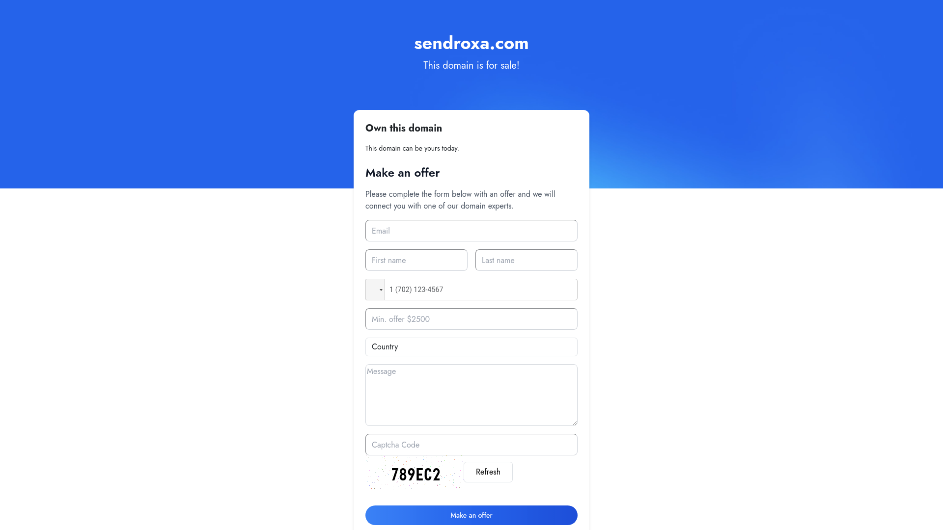 website screenshot of https://sendroxa.com/