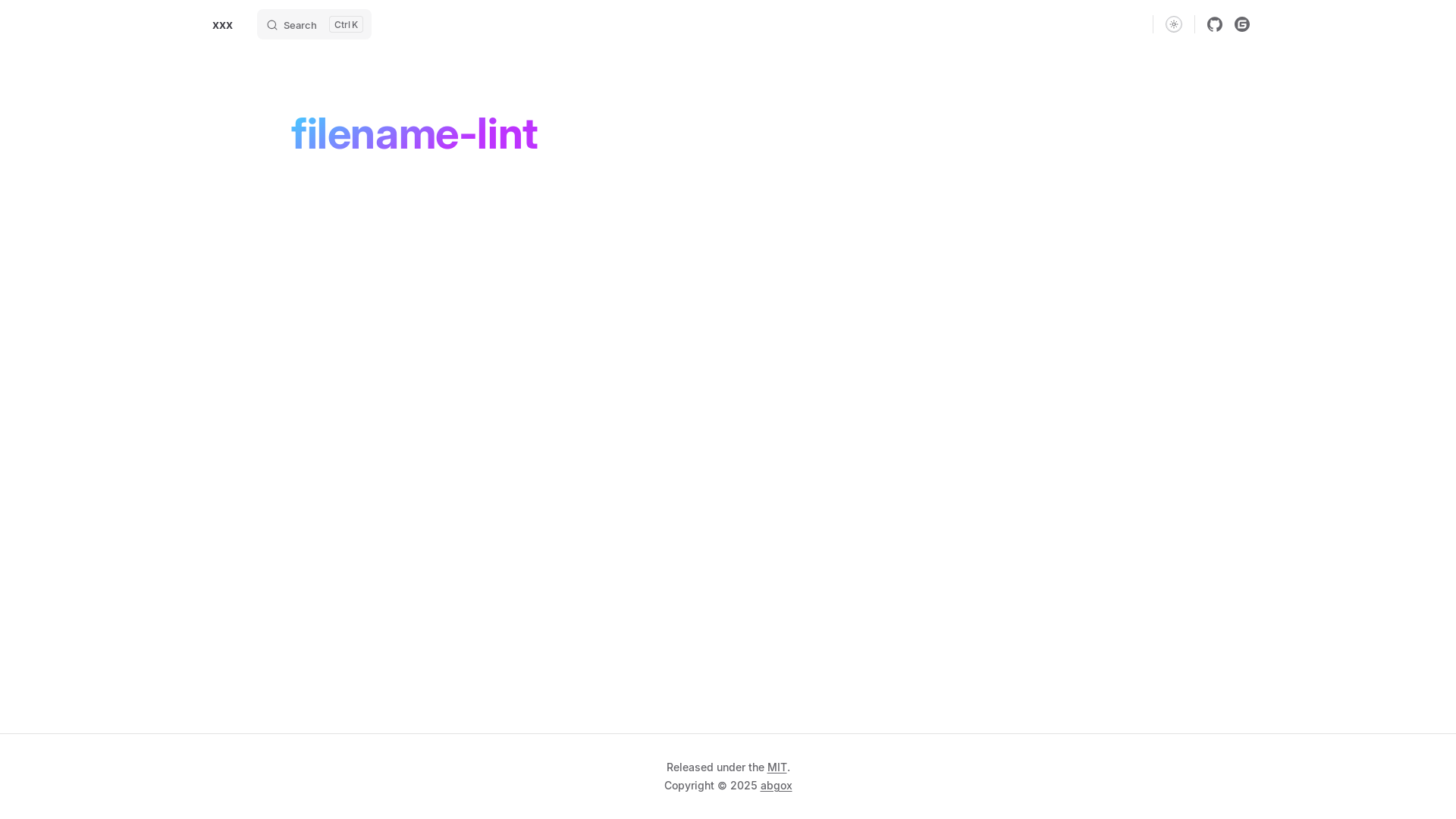 website screenshot of https://filename-lint.pages.dev/
