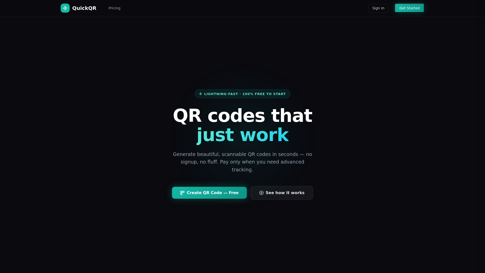 website screenshot of https://quickqr-frontend.pages.dev/