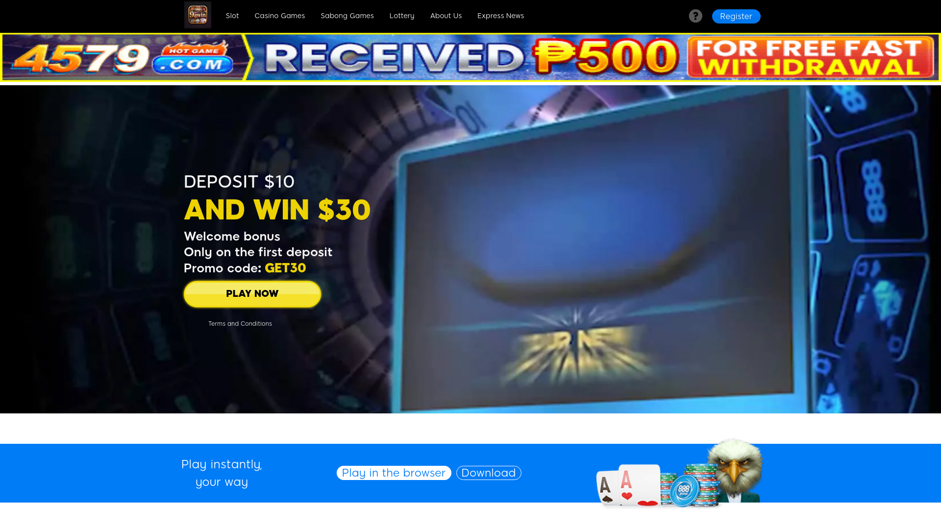 website screenshot of https://9awinscatter.com