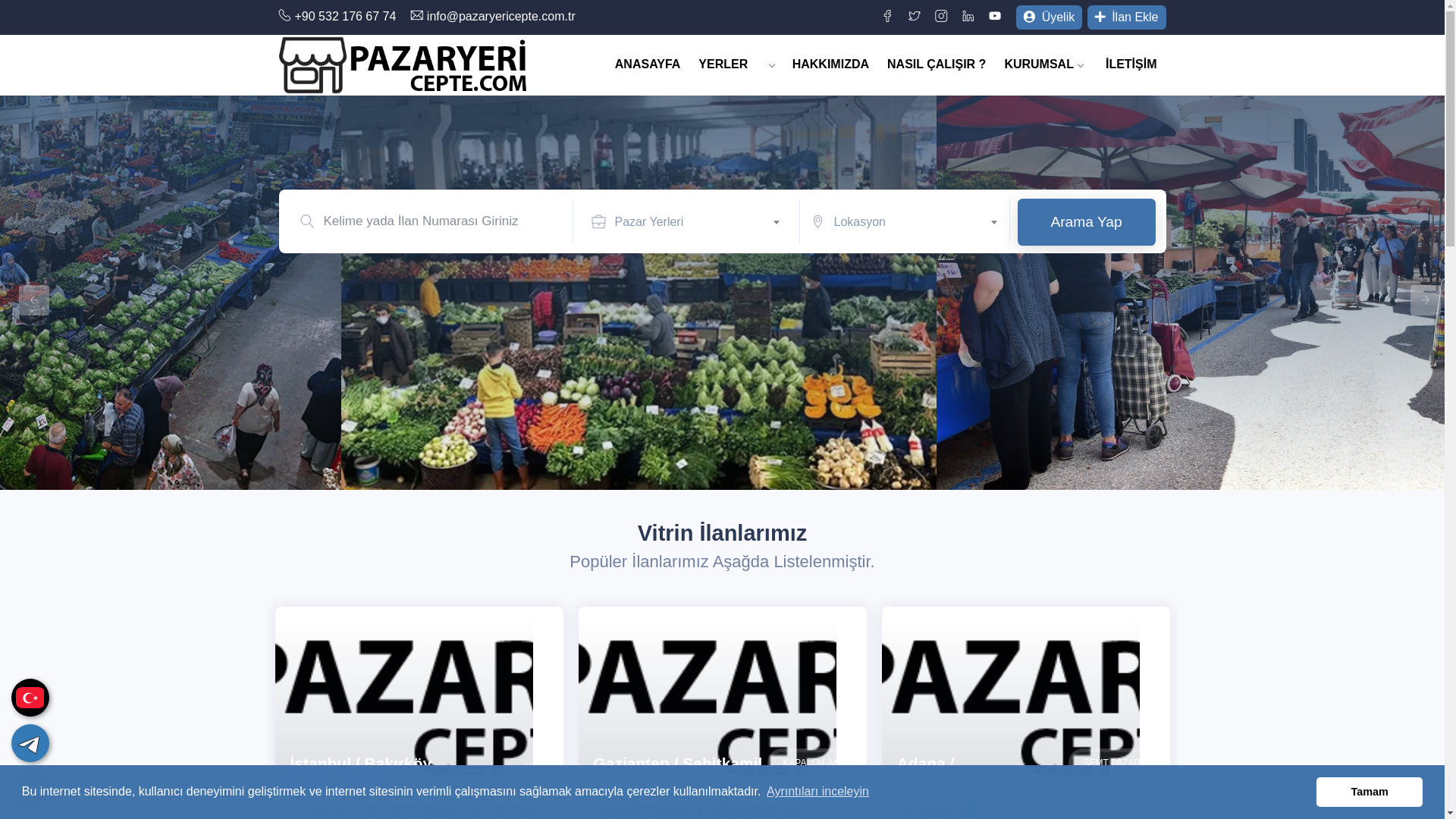 website screenshot of https://pazarcicepte.com.tr/