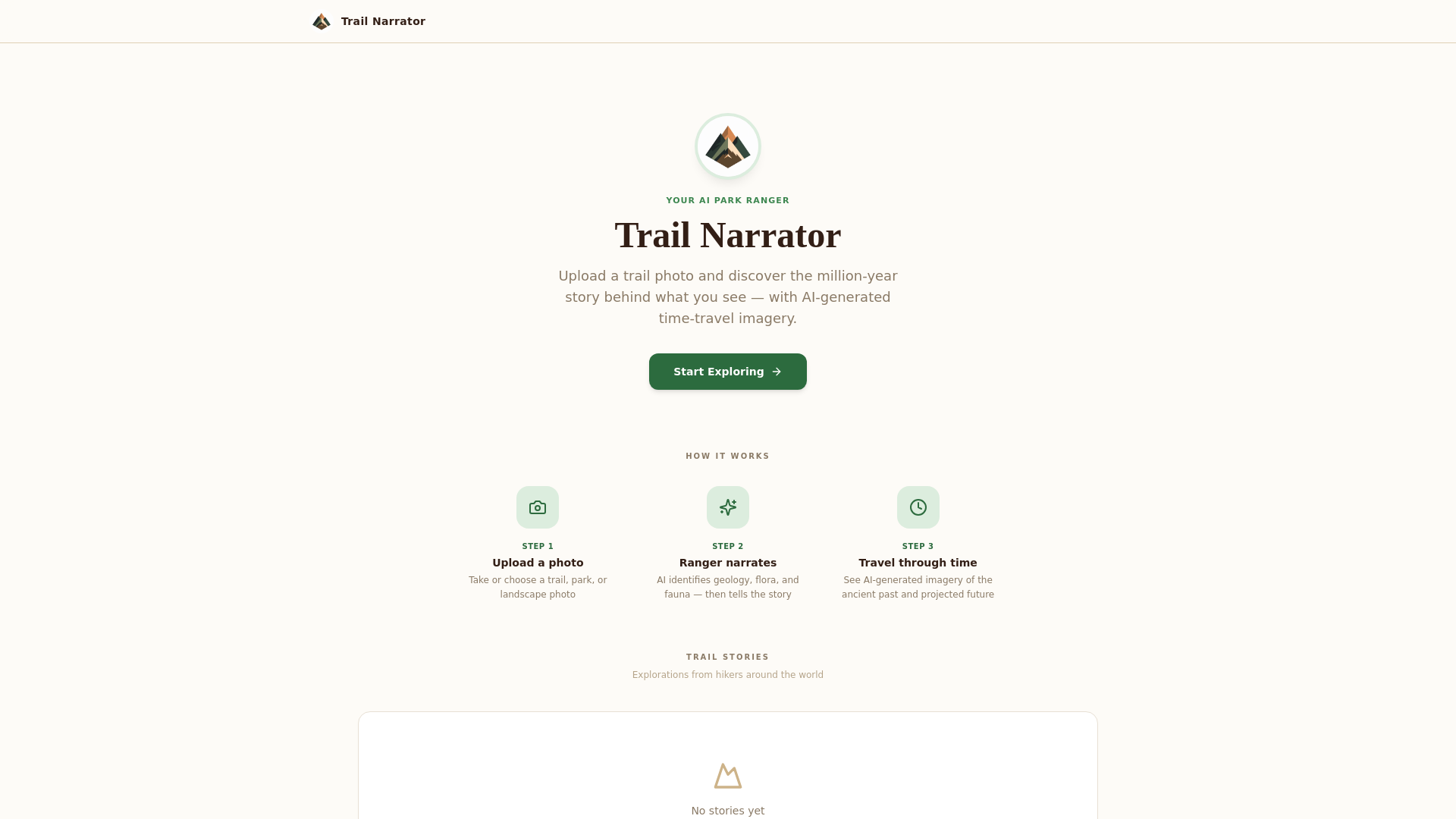 website screenshot of https://trailnarrator.com/