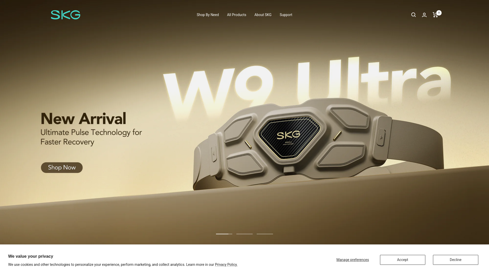 website screenshot of https://skg.com