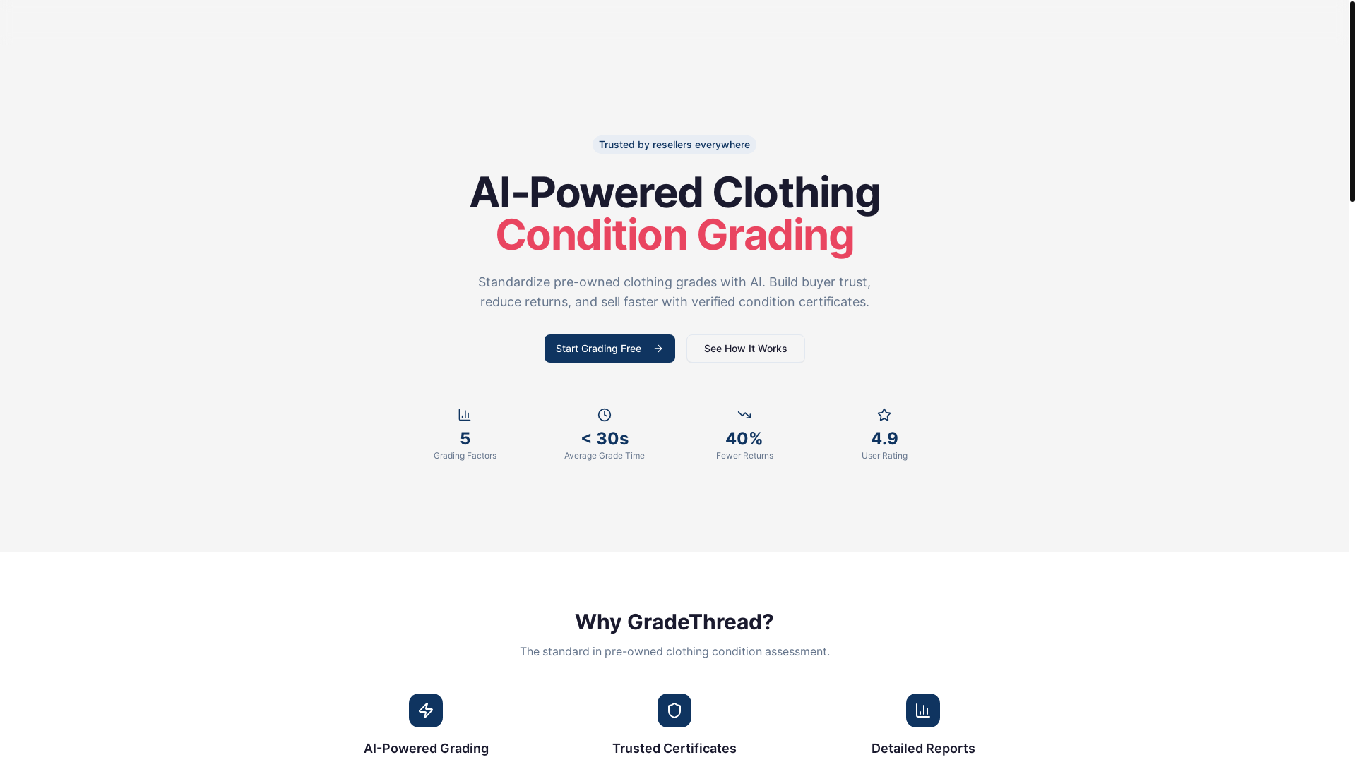 website screenshot of https://gradethread.com/