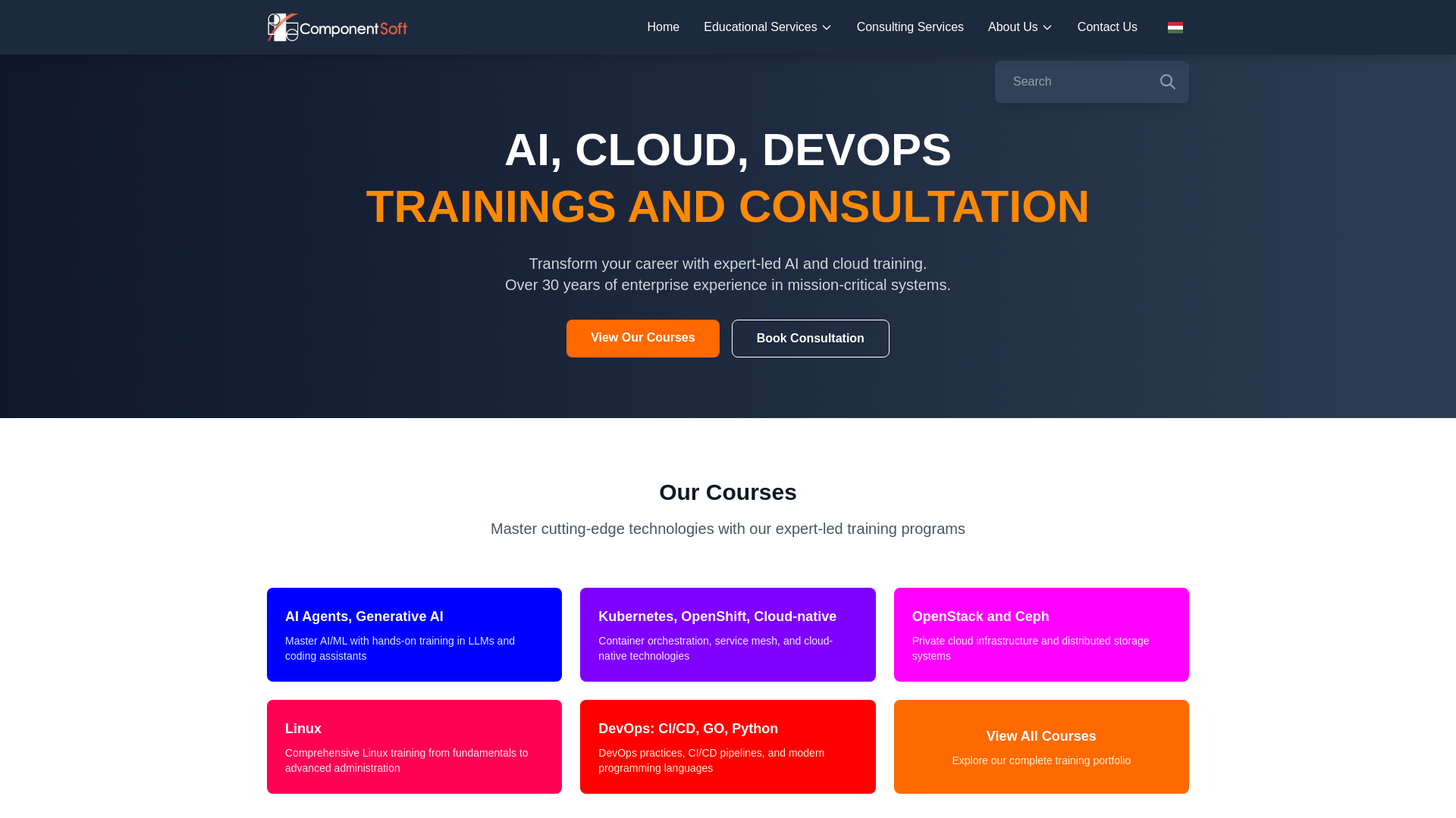 website screenshot of https://www.componentsoft.io/