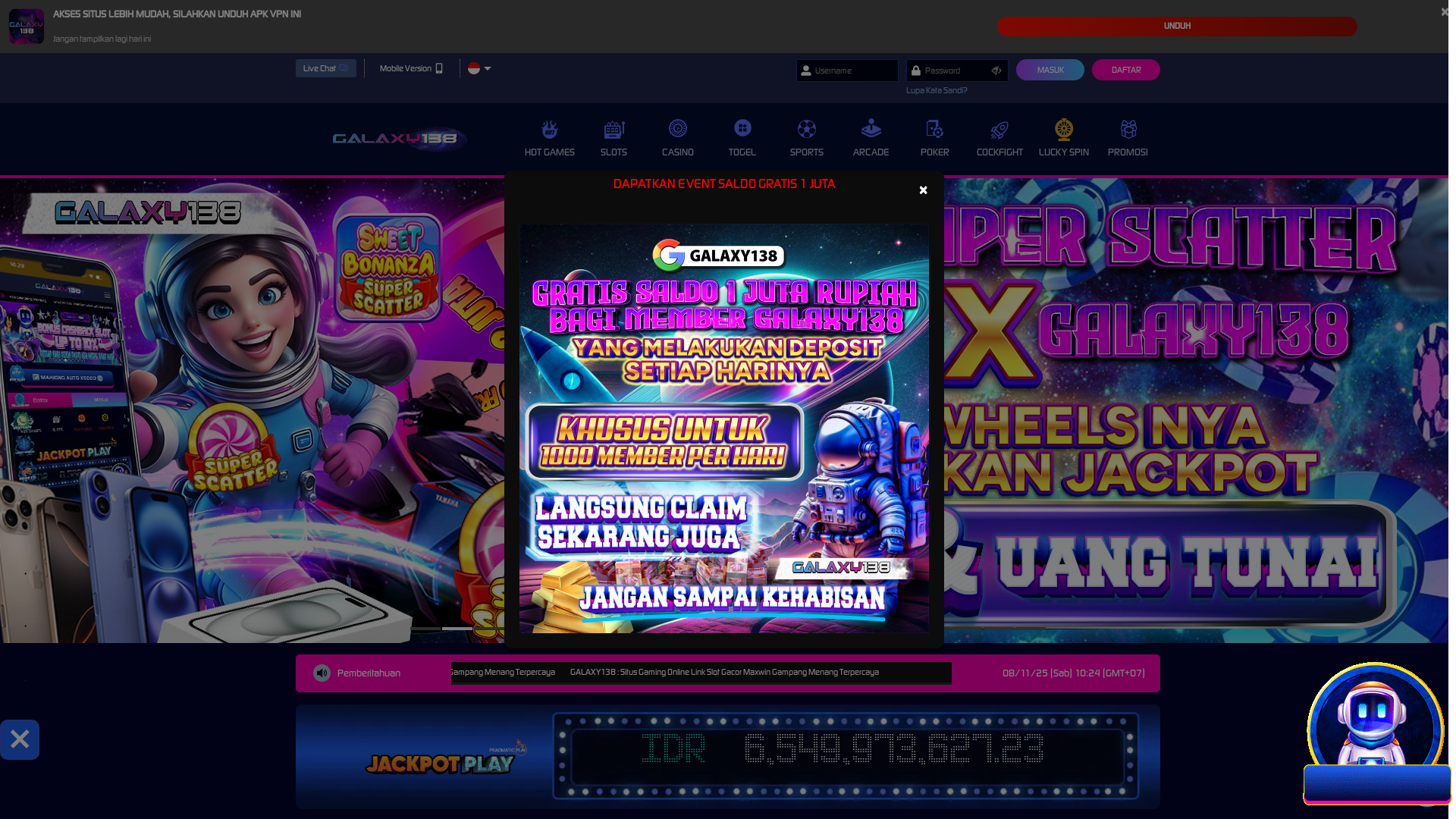 website screenshot of https://situsgalaxy138.com/