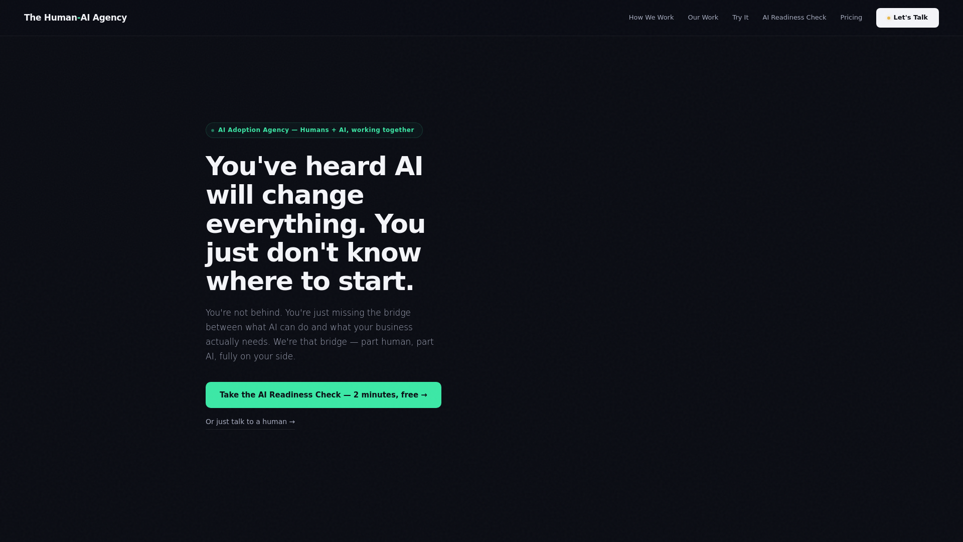 website screenshot of https://human-ai-agency.com/