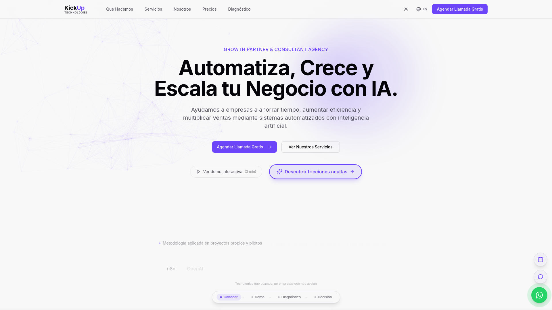website screenshot of https://kickuptech.com/