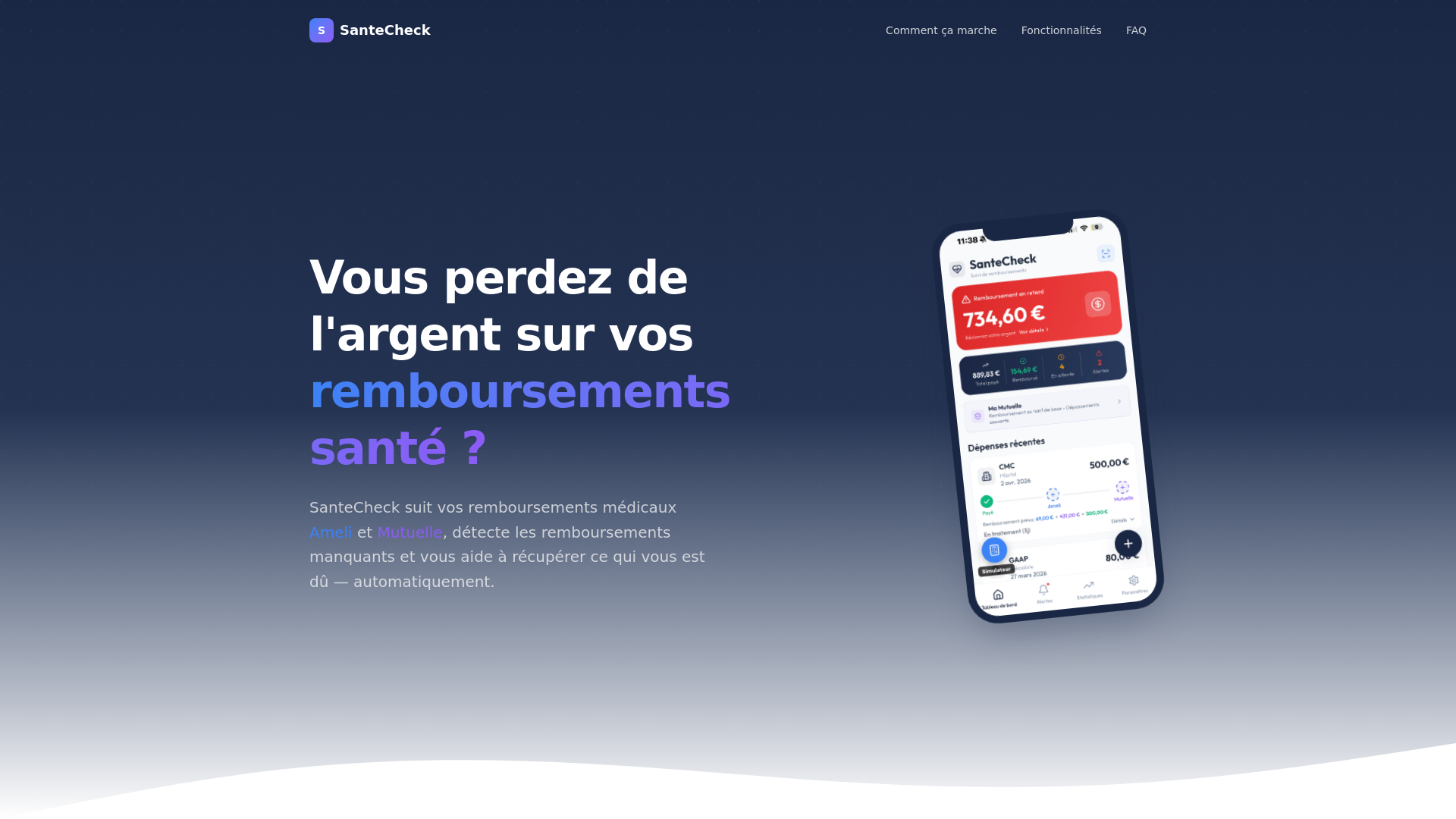 website screenshot of https://santecheck.fr