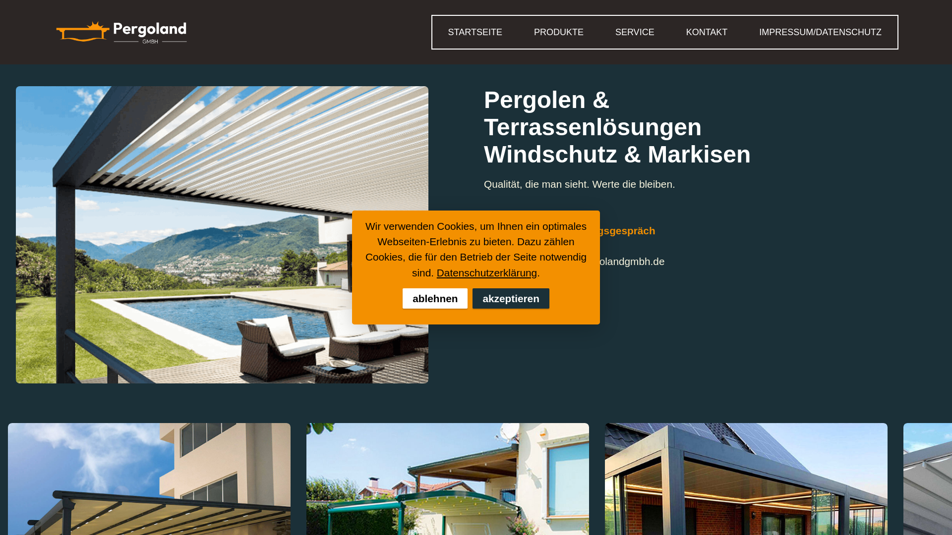 website screenshot of https://pergolandgmbh.de/