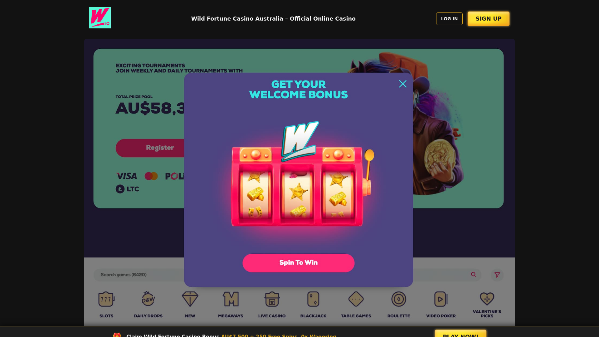 website screenshot of https://au-wildfortunecasino-com.pages.dev/