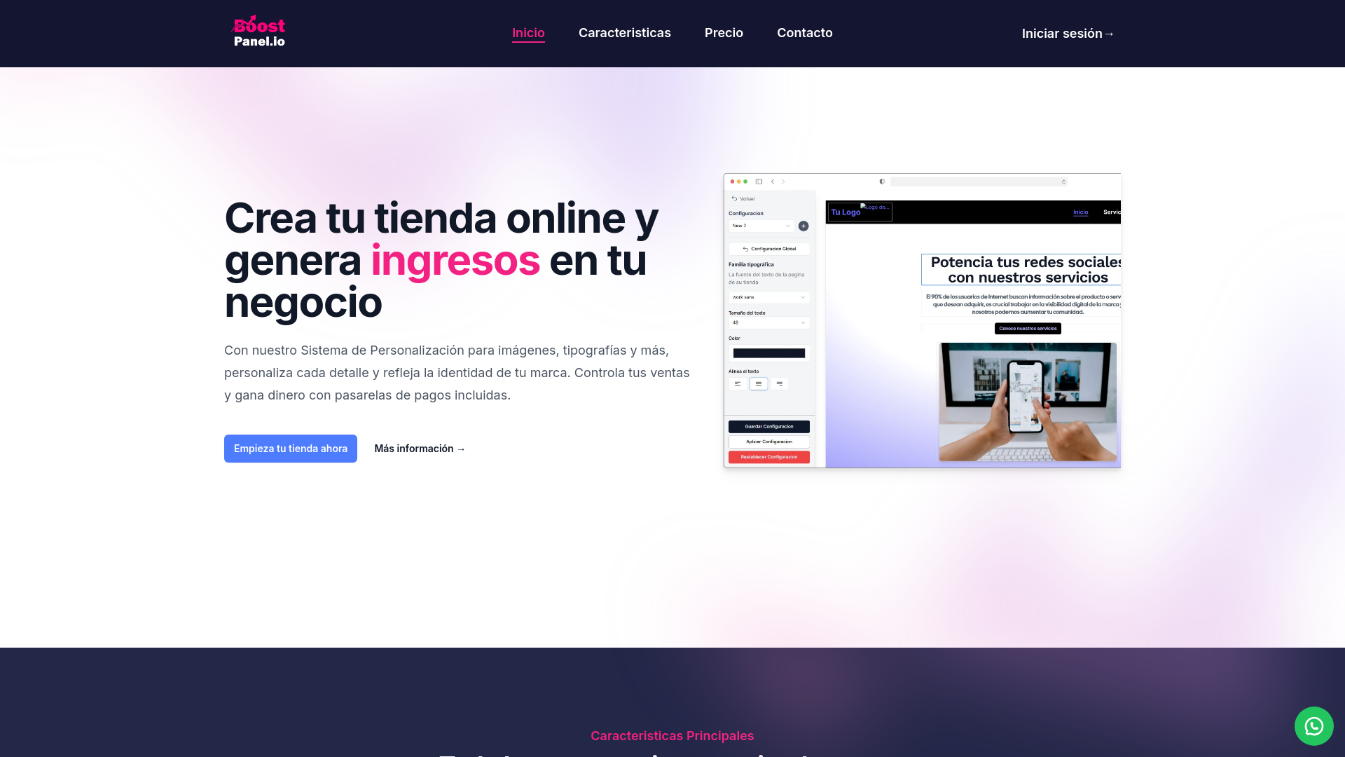 website screenshot of https://boostpanel.io