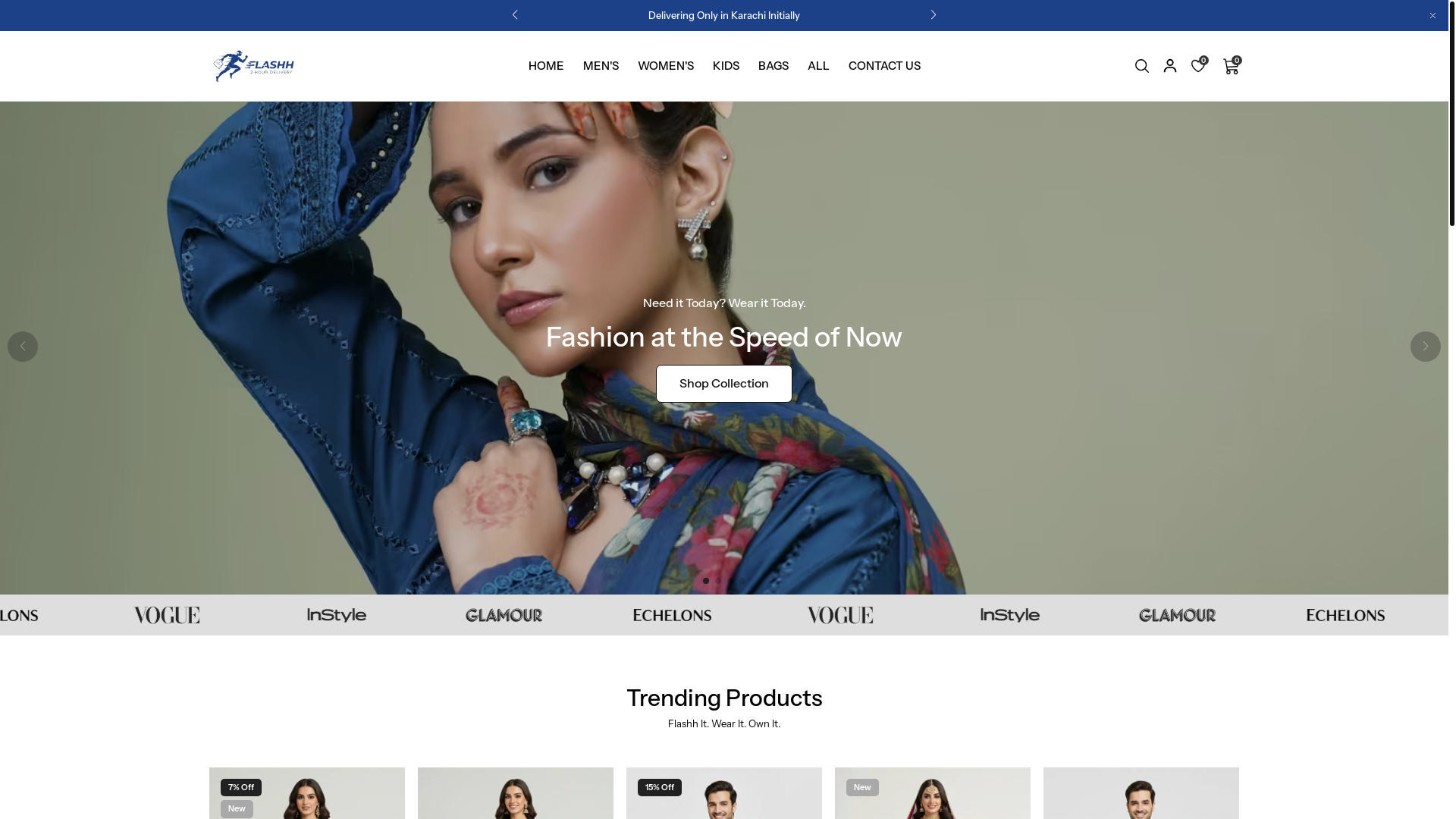 website screenshot of https://flashh.pk/