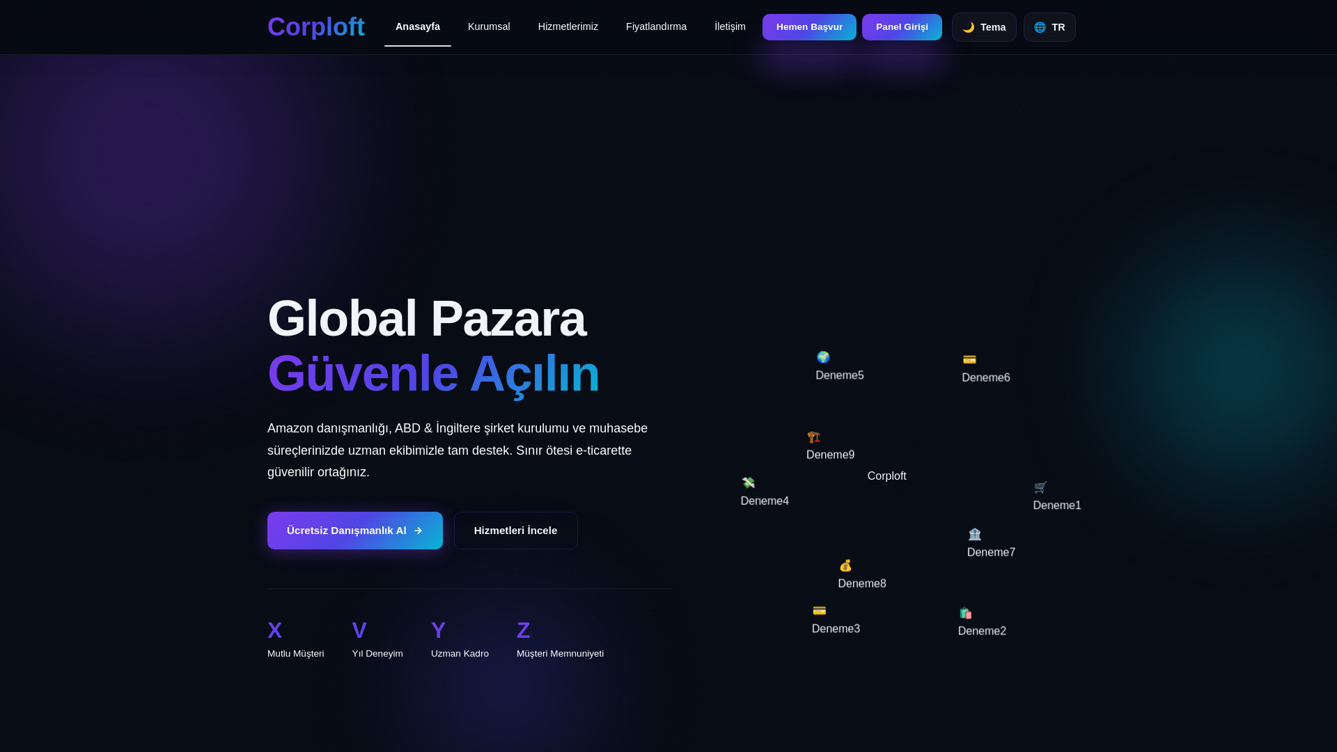 website screenshot of https://denemealani.tr/