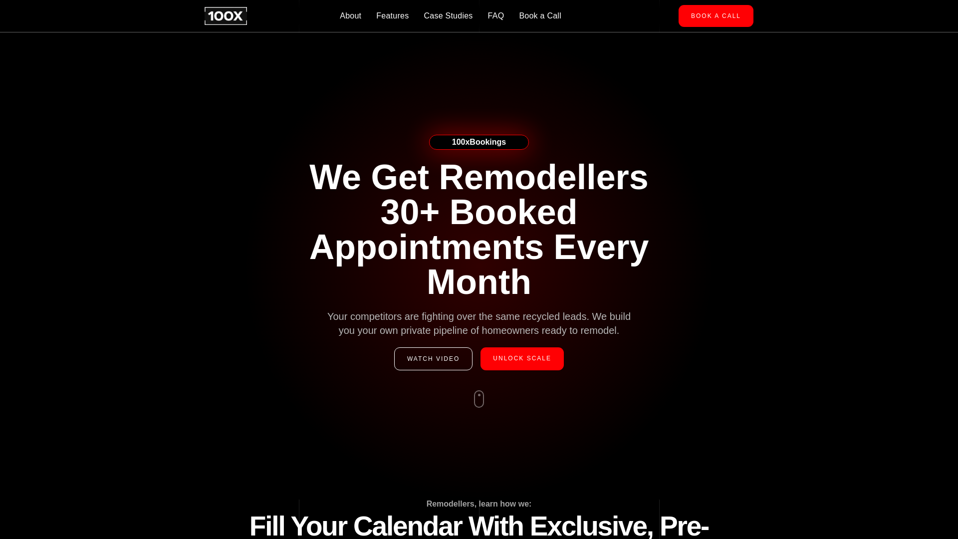 website screenshot of https://get100xbookings.com