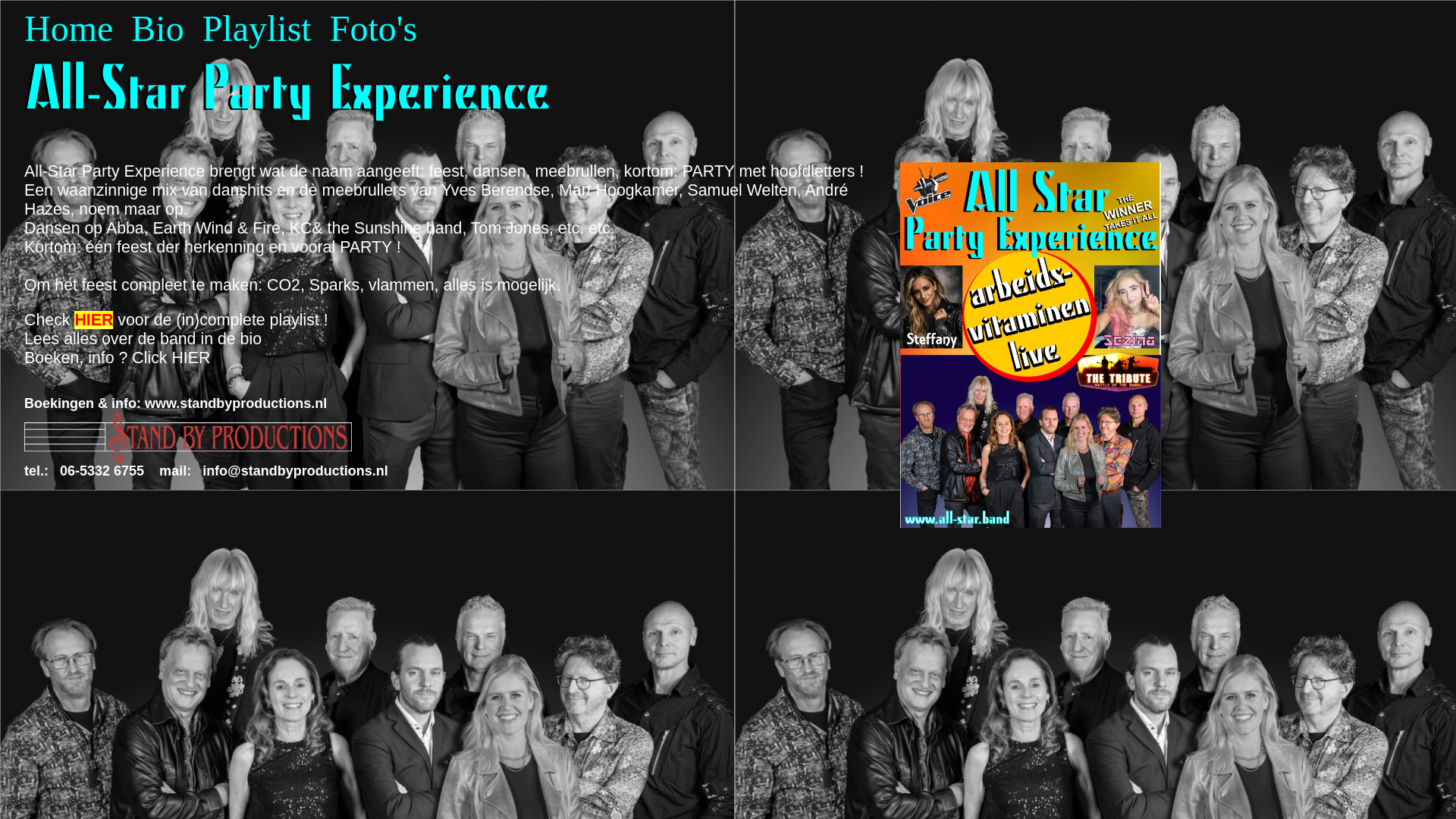 website screenshot of https://all-star.band