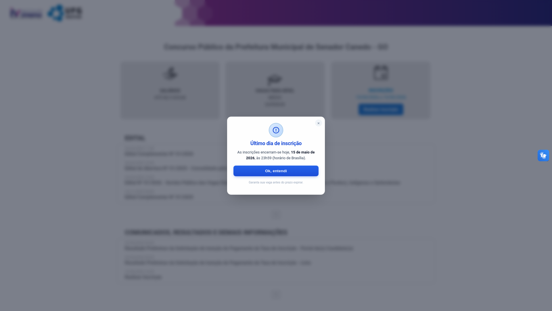 website screenshot of https://concursopublicosenadorcanedo.site/