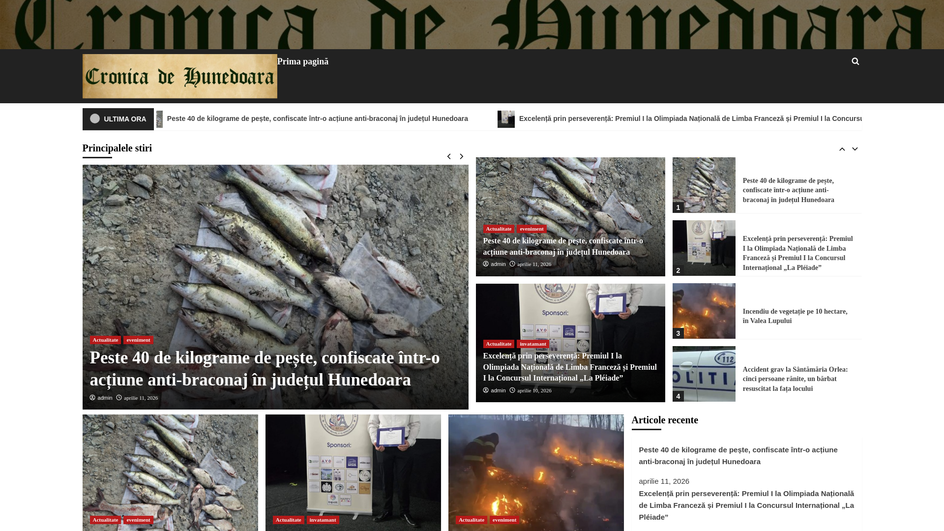 website screenshot of https://cronicahd.ro/