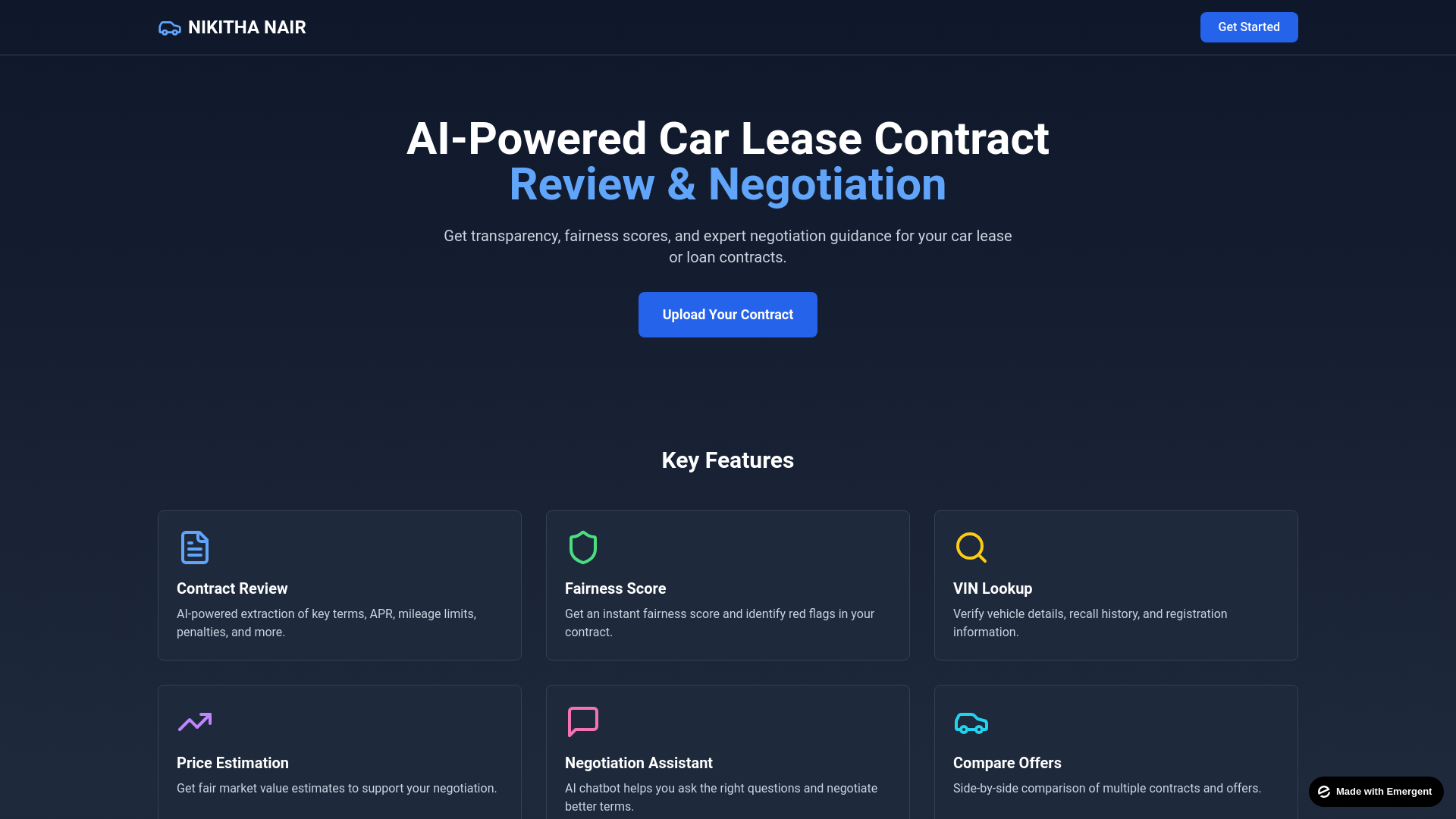 website screenshot of https://aipoweredcarleasenikithanair.online/