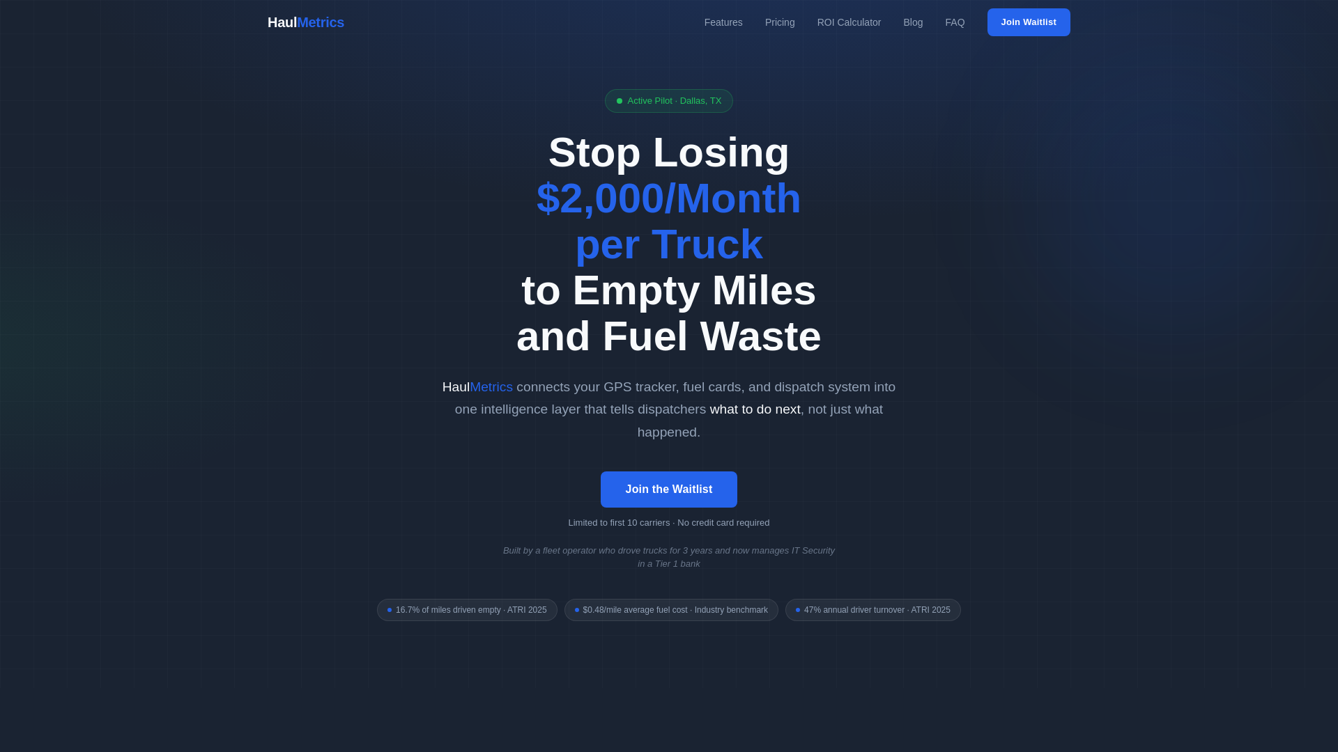 website screenshot of https://haulmetrics-landing.pages.dev/