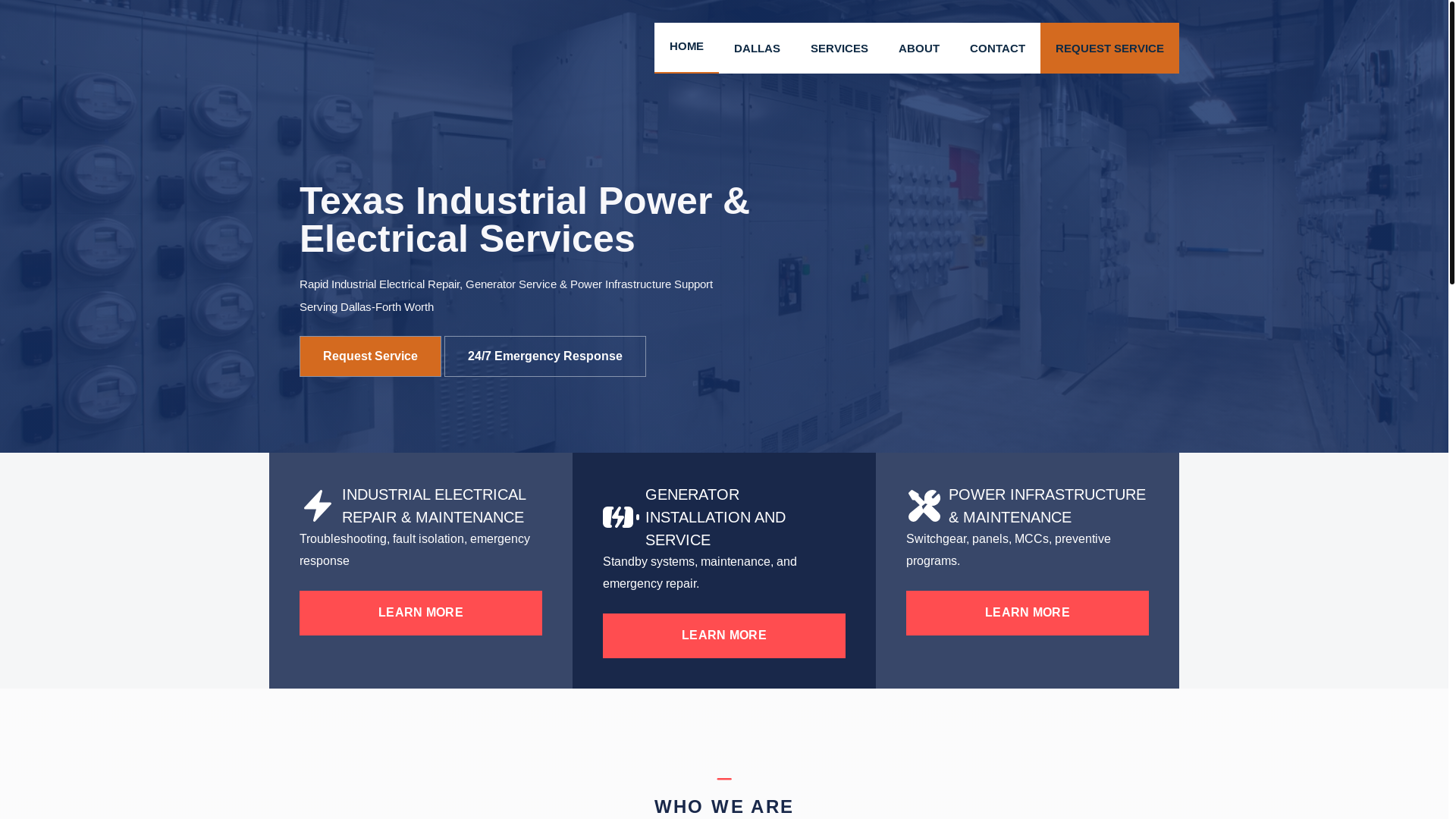 website screenshot of https://texasindustrialpower.com/