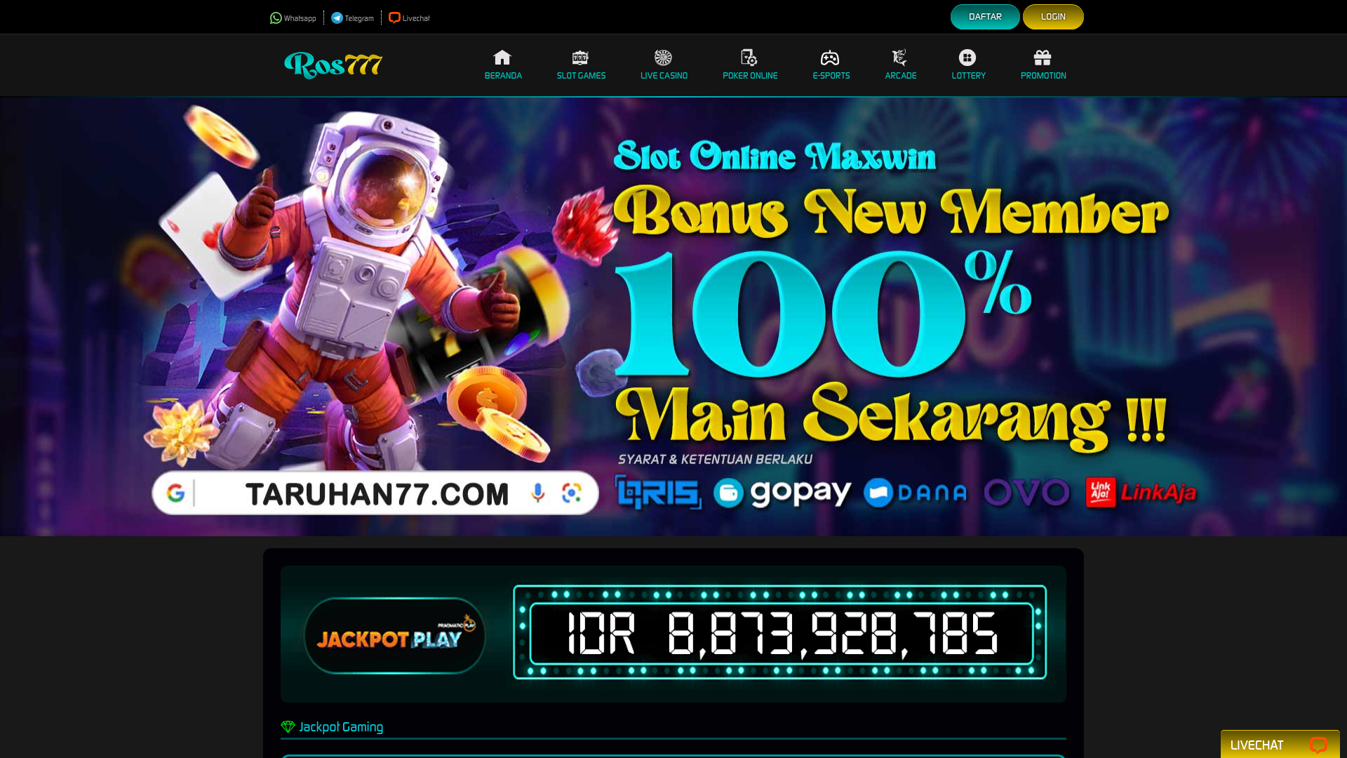 website screenshot of https://ros777.org/