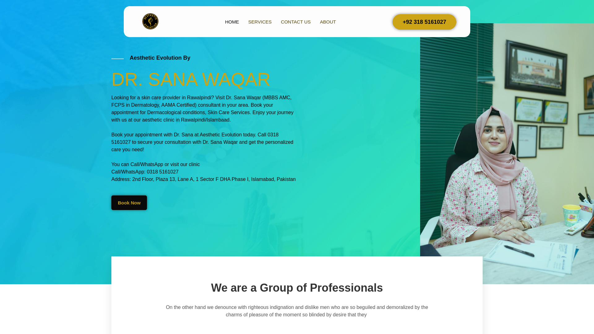 website screenshot of https://drsanawaqar.com/