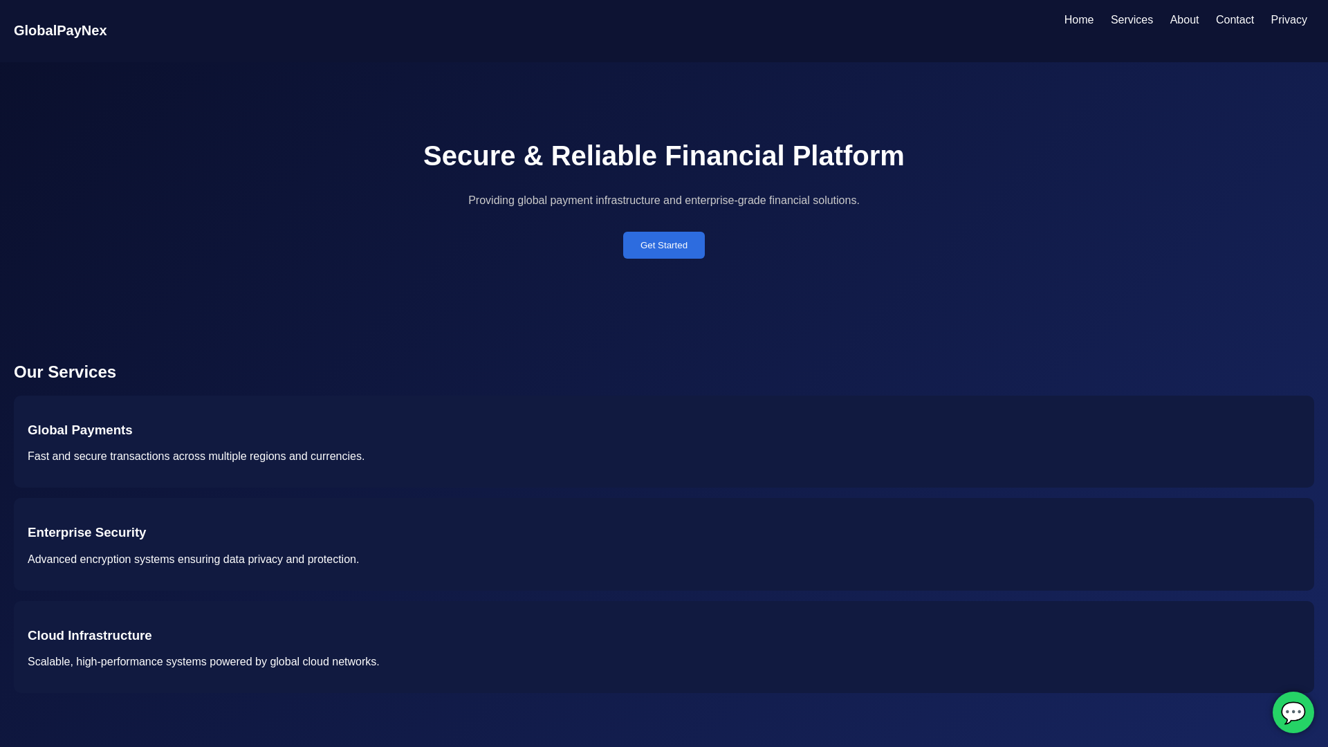 website screenshot of https://globalpaynex.pages.dev/