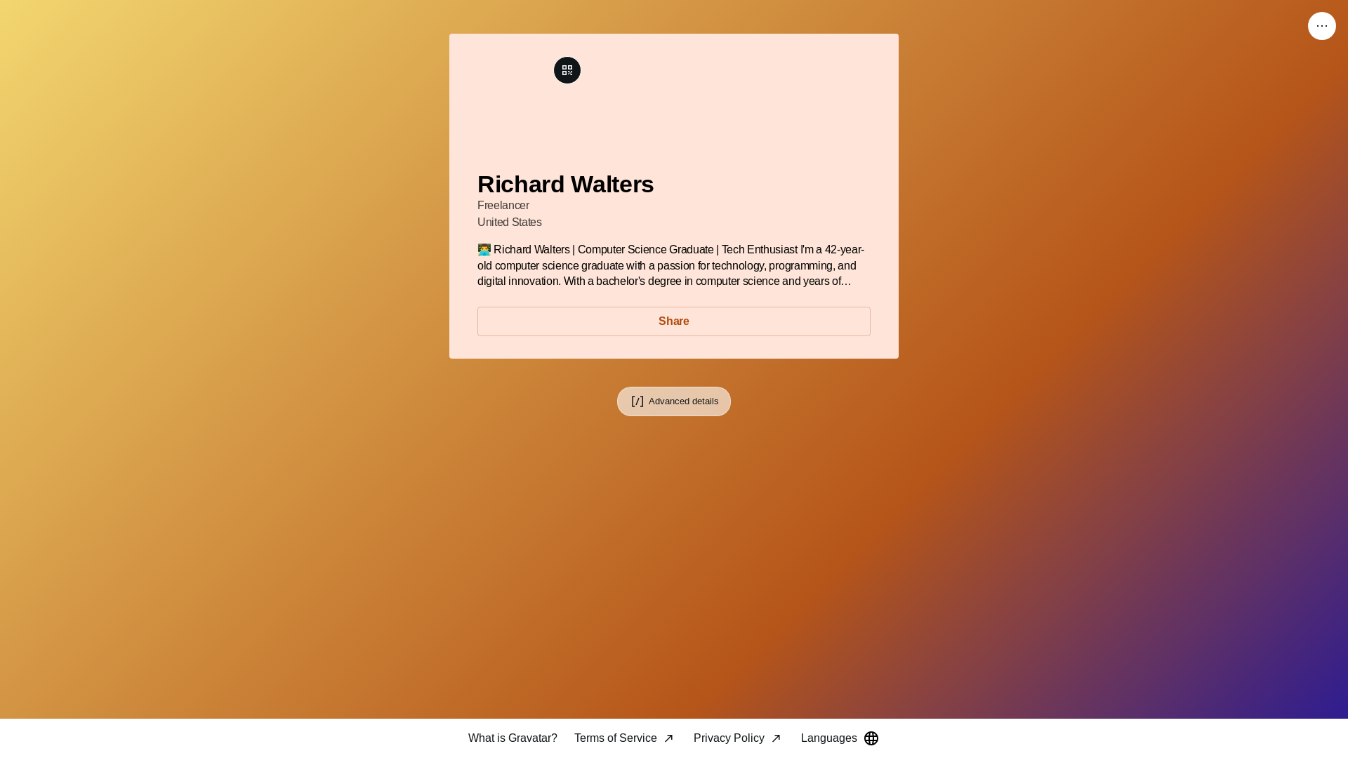 website screenshot of https://richardwalters.link/