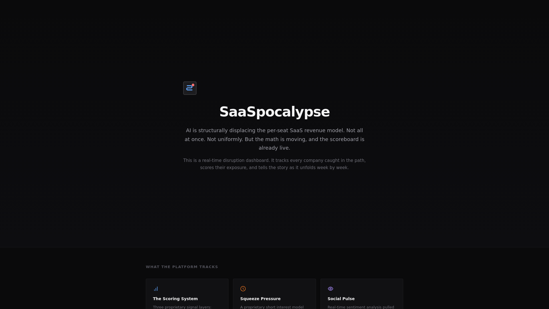 website screenshot of https://saaspocalypse.news/