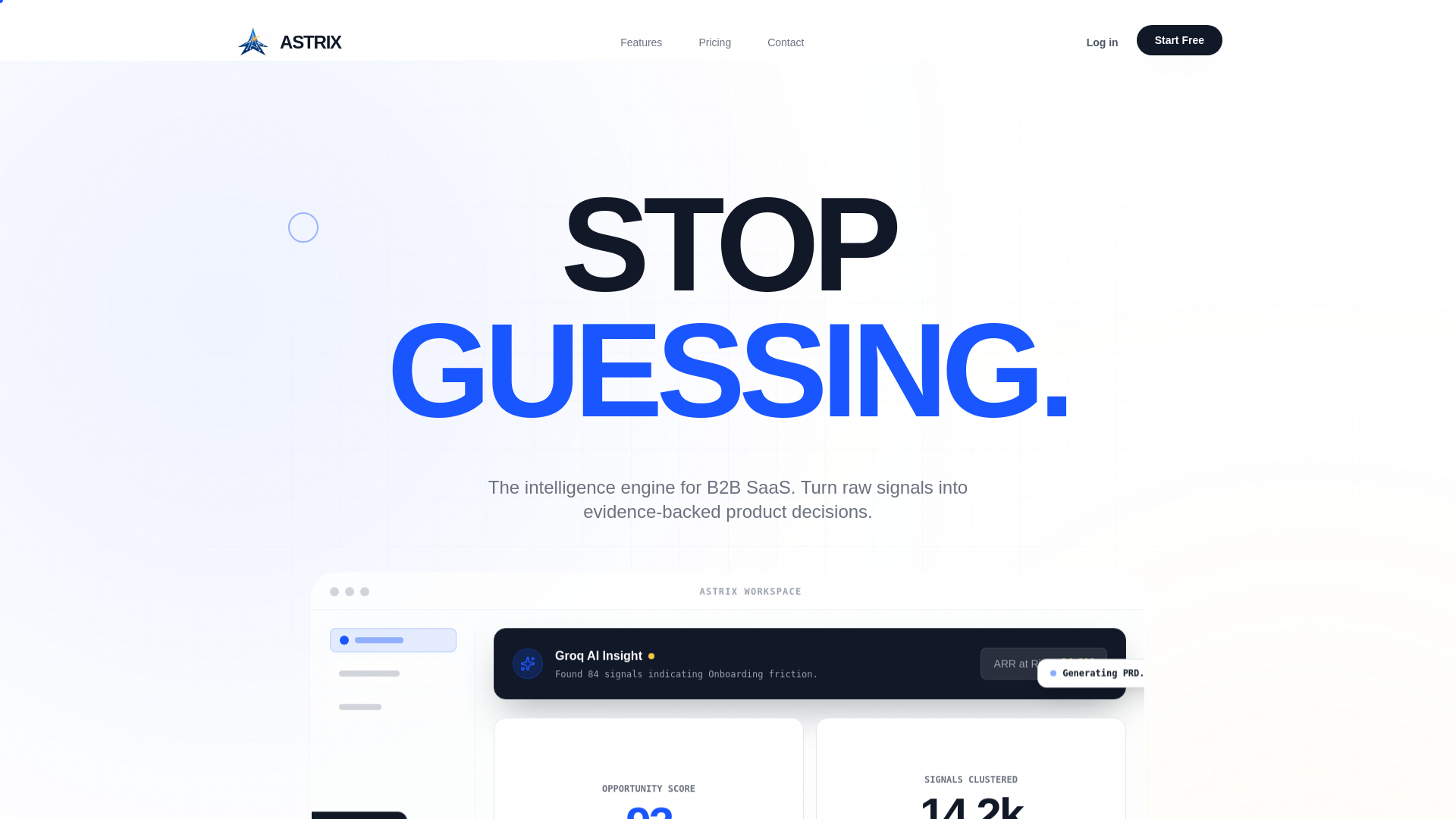 website screenshot of https://astrixai.tech/