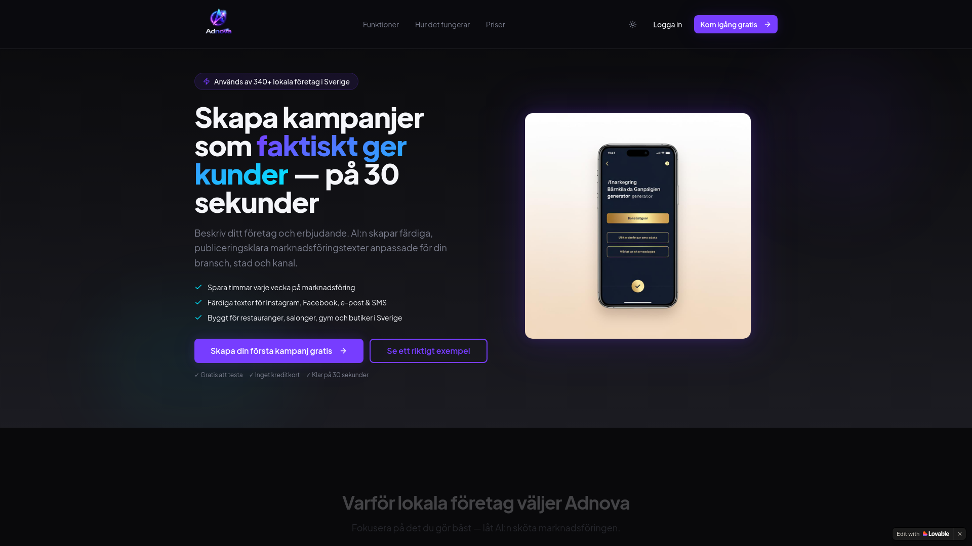 website screenshot of https://getadnova.tech