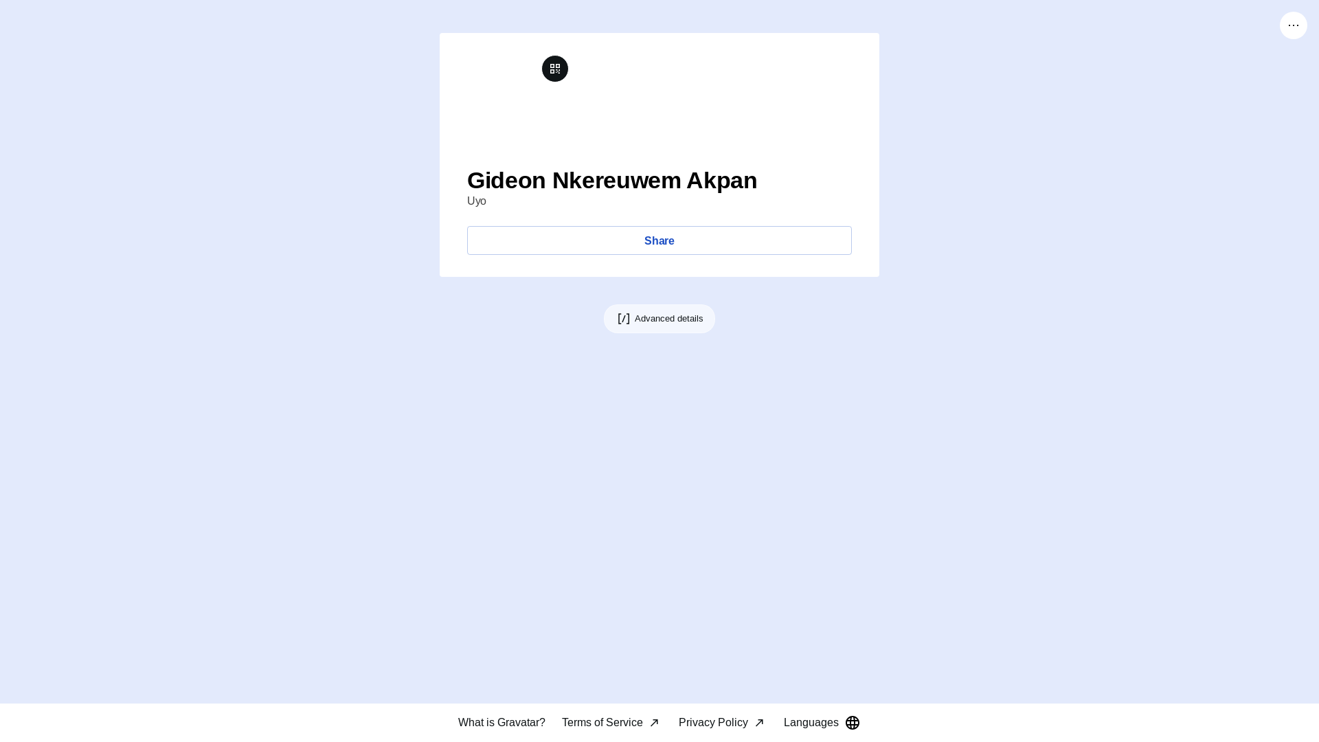 website screenshot of https://gideonakpan.link/