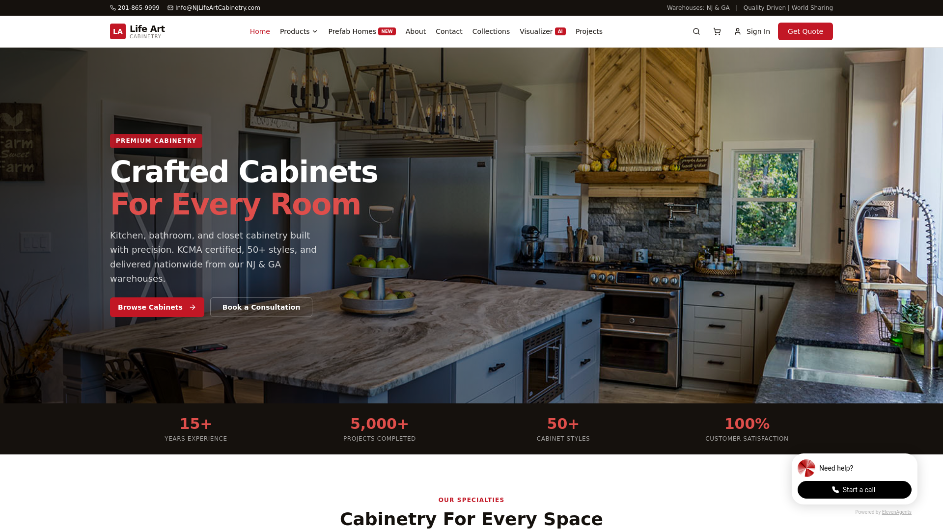 website screenshot of https://lifeartcabinetry.shop/