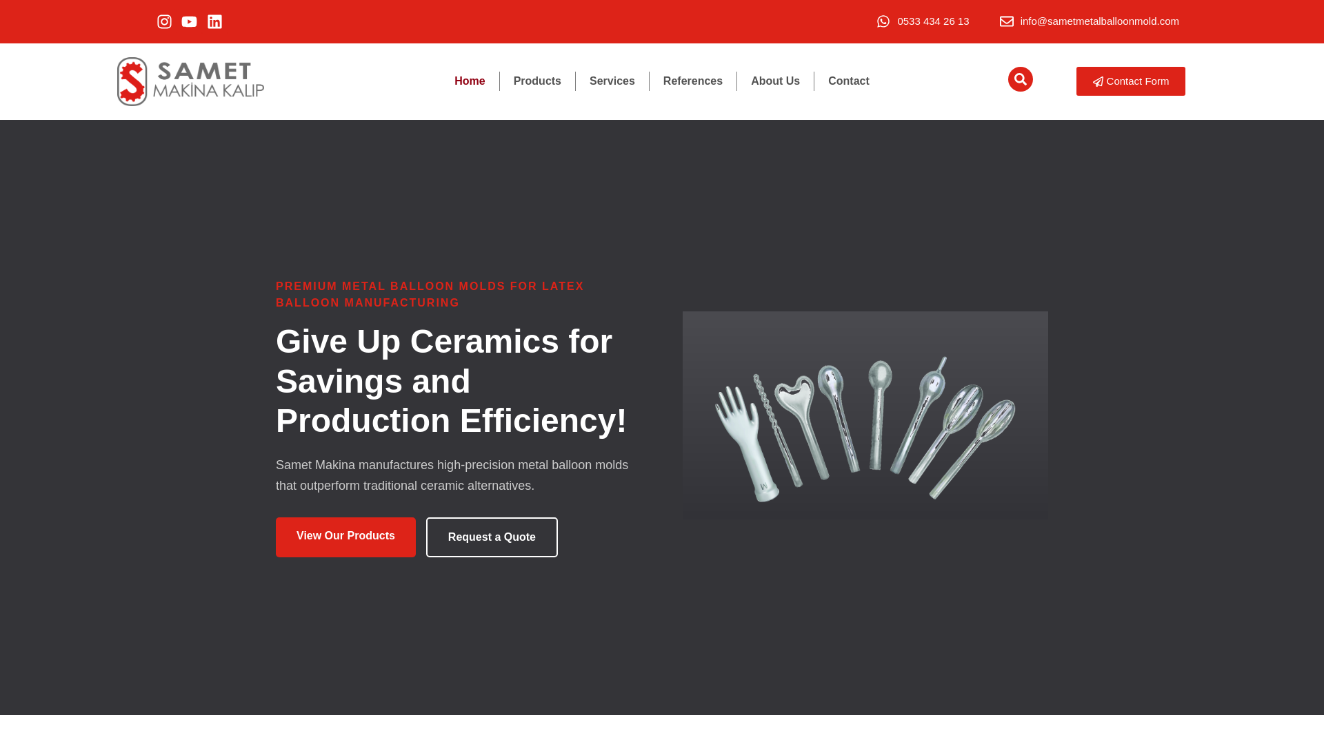 website screenshot of https://sametmetalballoonmold.com/