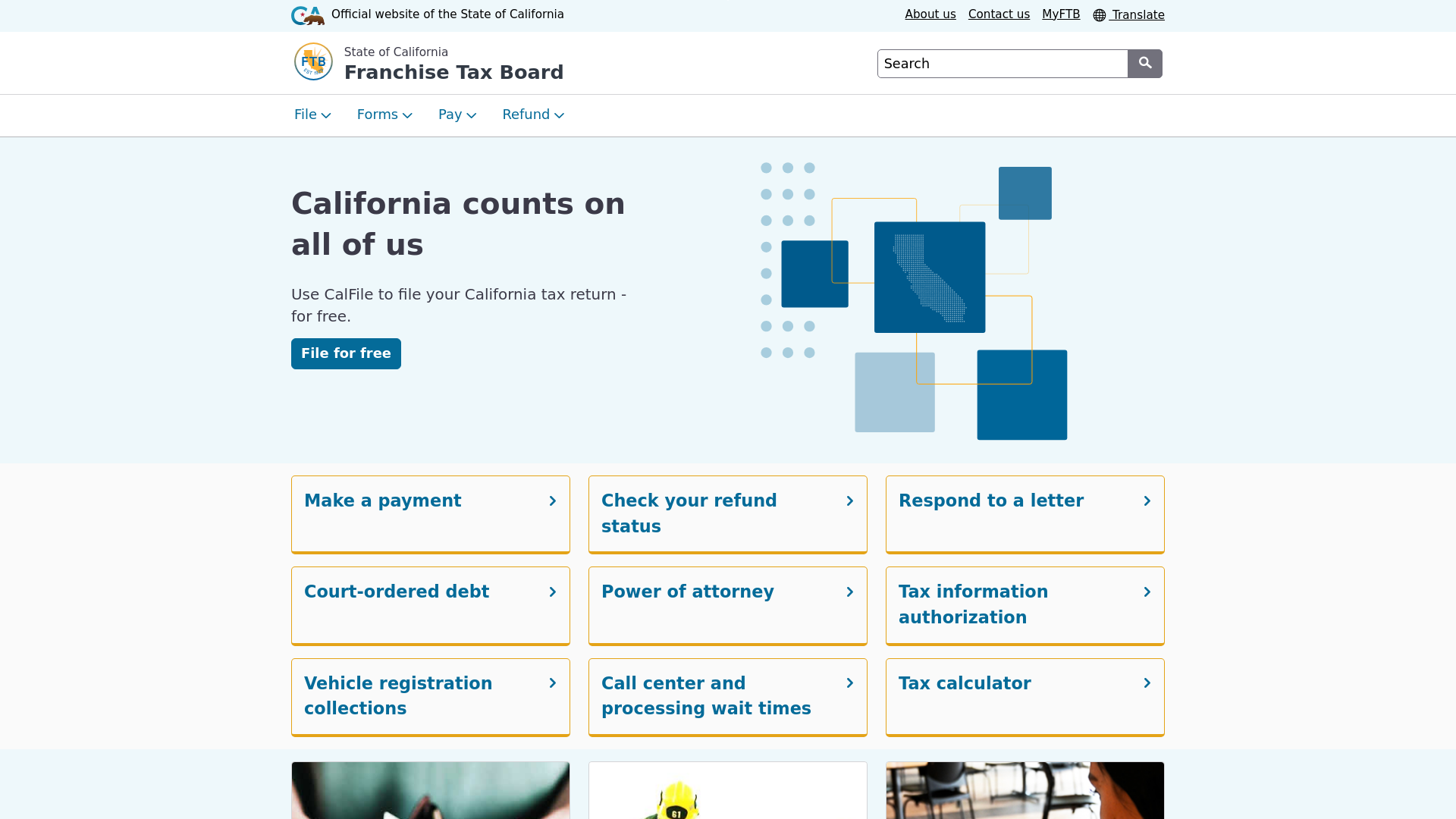 website screenshot of https://webapp.ftb.ca.gov/