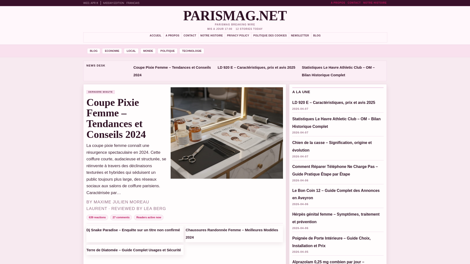 website screenshot of https://parismag.net/