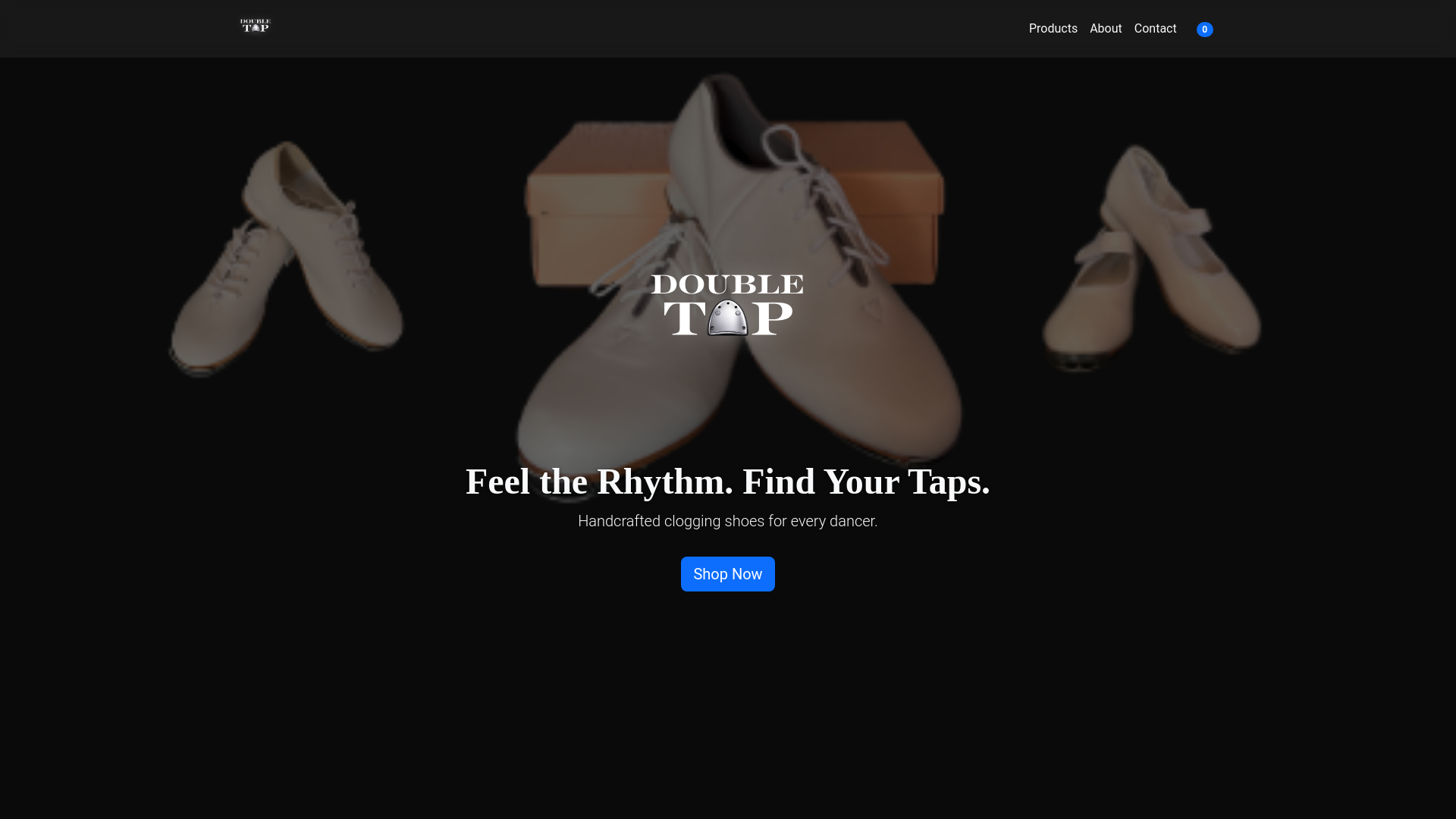 website screenshot of https://doubletapshoes.com